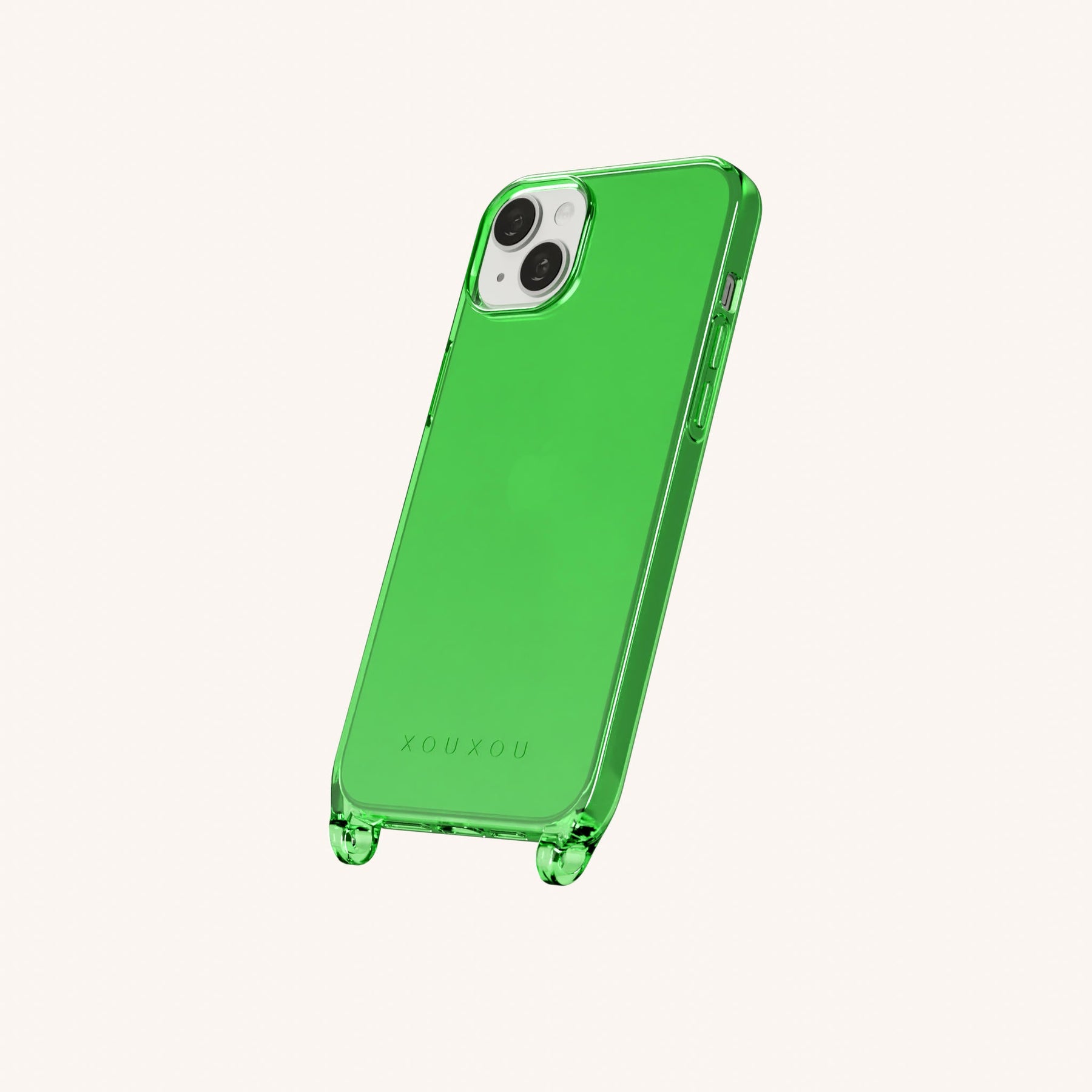 Handyhülle mit Ösen in Neon Grün transparent