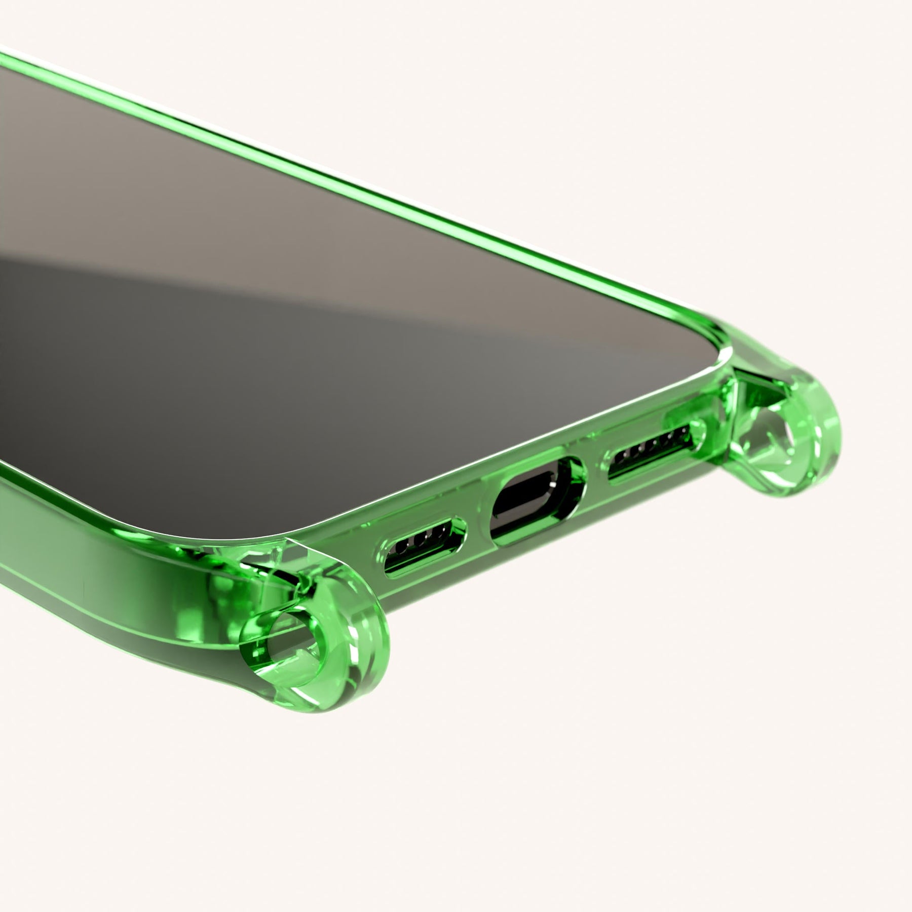 Handyhülle mit Ösen in Neon Grün transparent