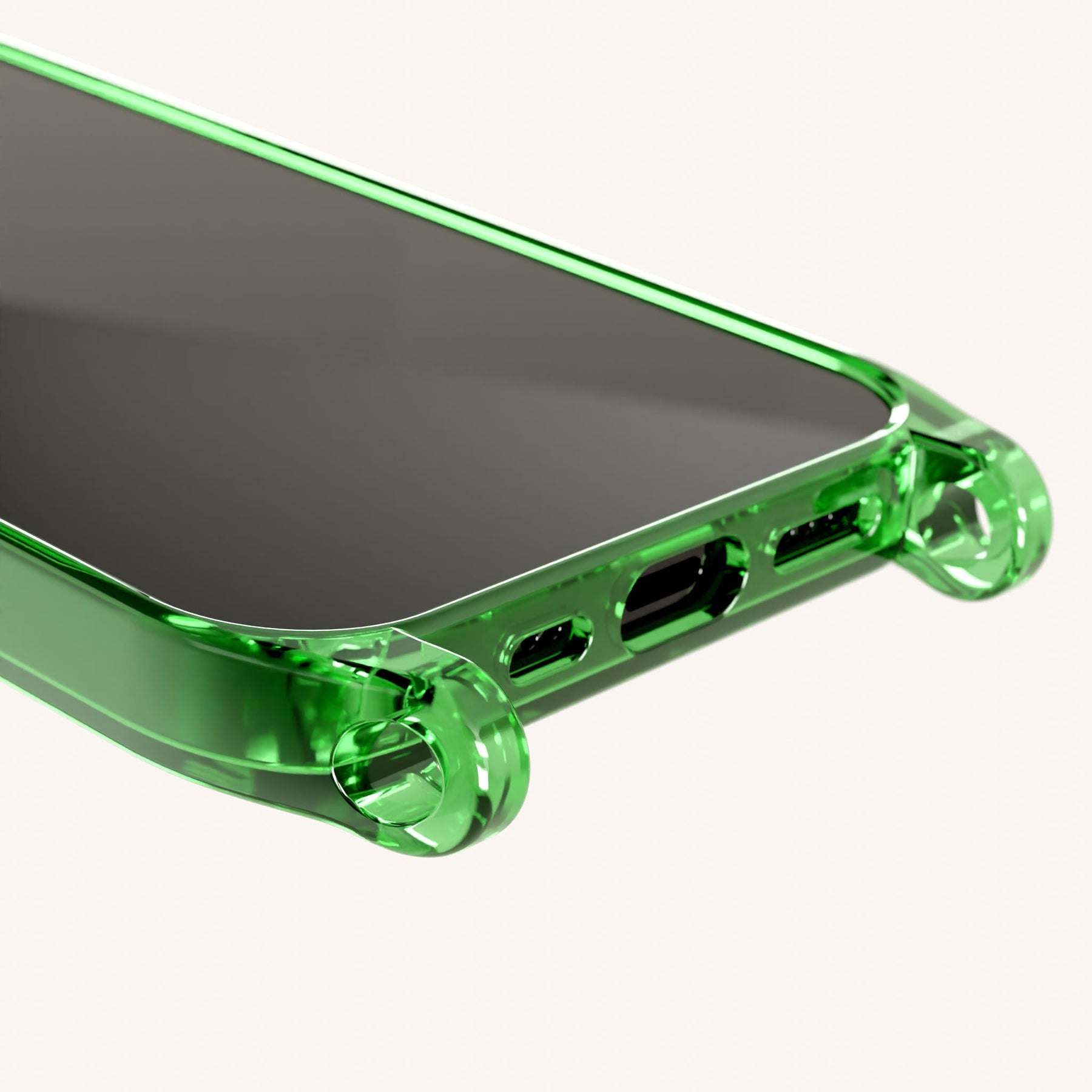 Handyhülle mit Ösen in Neon Grün transparent
