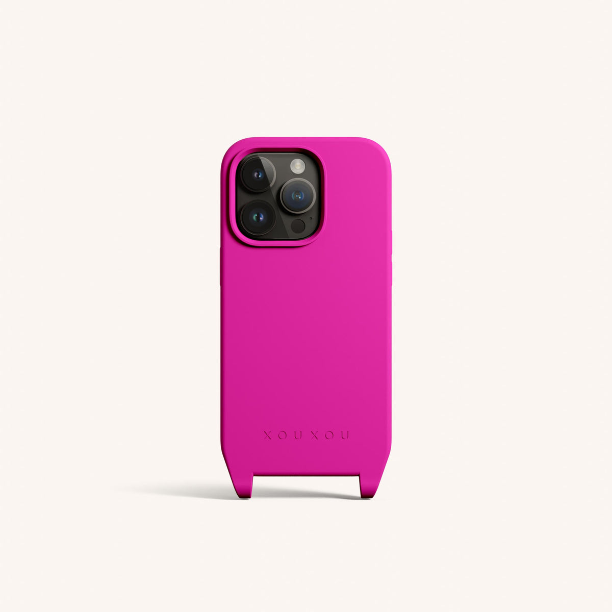 Phone Case with Eyelets for iPhone 14 Pro without MagSafe in Power Pink Total View | XOUXOU #phone model_iphone 14 pro