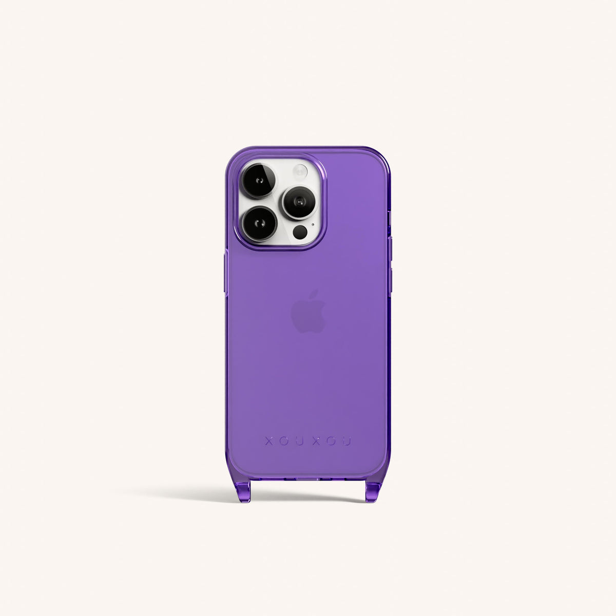Phone Case with Eyelets for iPhone 14 Pro without MagSafe in Purple Clear Total View | XOUXOU #phone model_iphone 14 pro