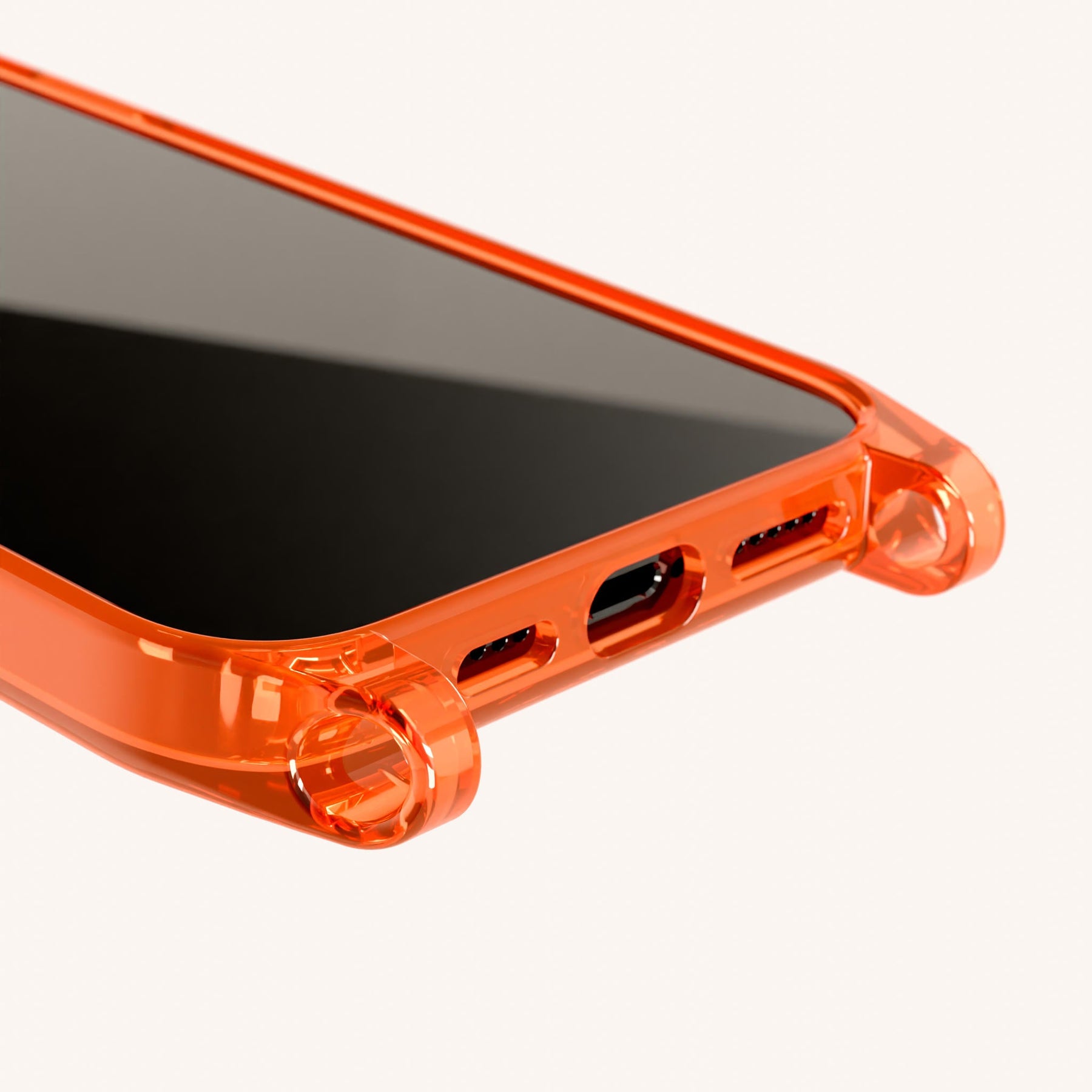 Handyhülle mit Ösen in Neon Orange transparent