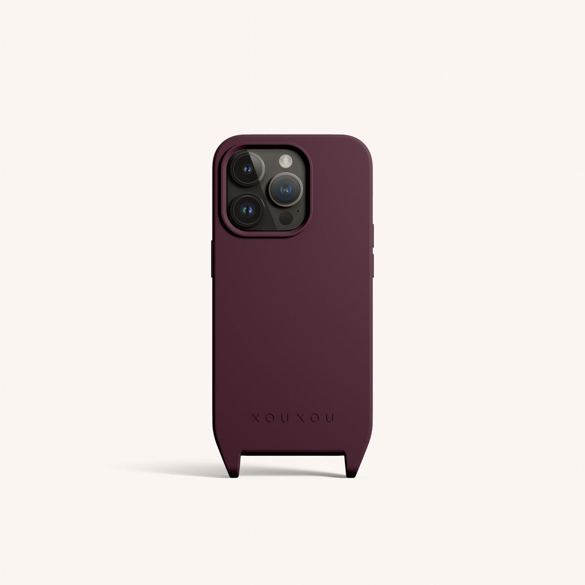 Phone Case with Eyelets for iPhone 15 Pro with MagSafe in Burgundy Total View | XOUXOU #phone model_iphone 15 pro