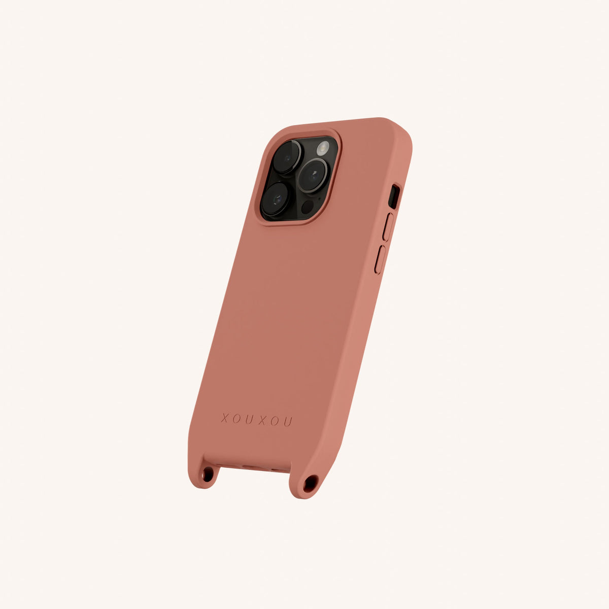 Phone Case with Eyelets for iPhone 15 Pro without MagSafe in Cotta Perspective View | XOUXOU #phone model_iphone 15 pro