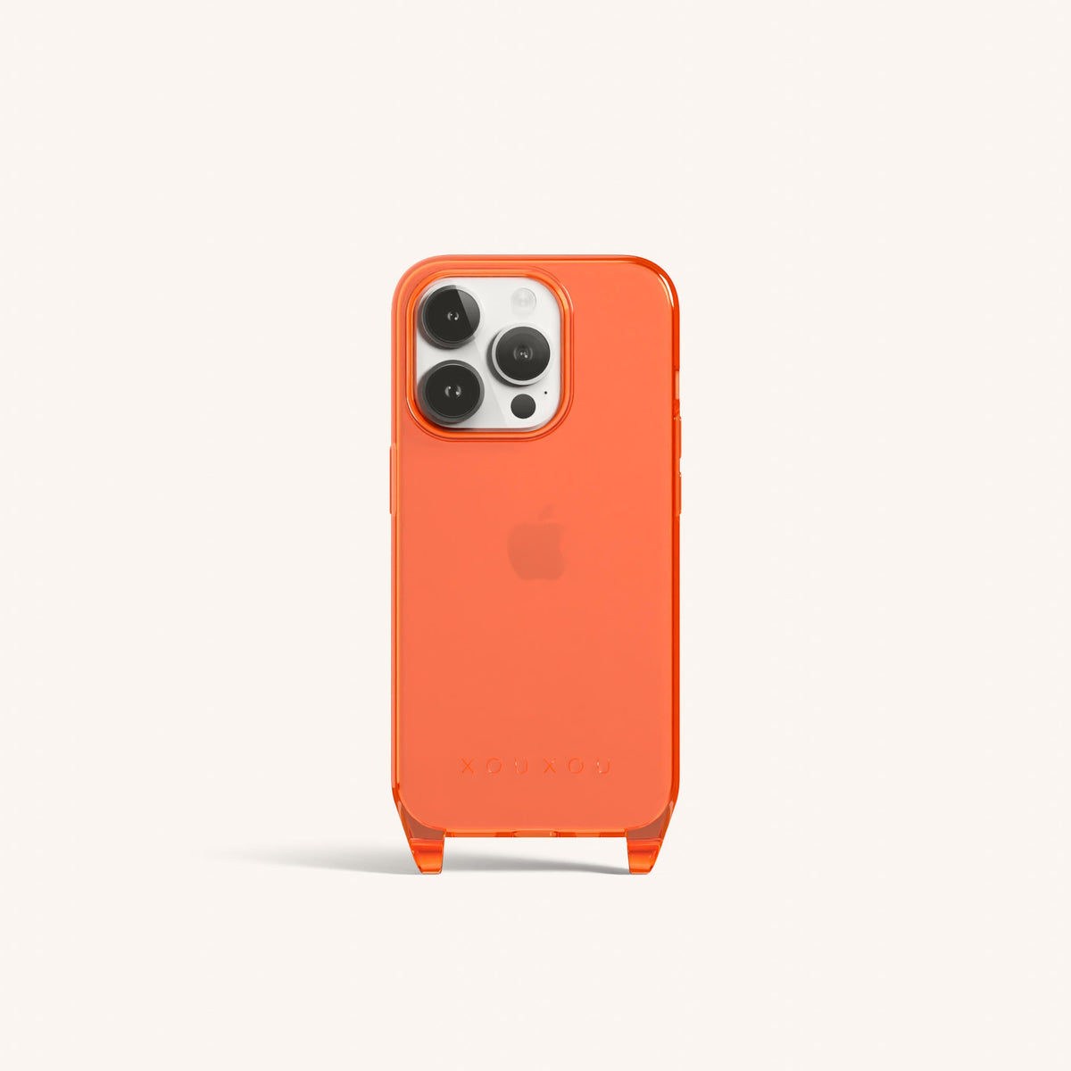 Phone Case with Eyelets for iPhone 15 Pro without MagSafe in Neon Orange Clear Total View | XOUXOU #phone model_iphone 15 pro