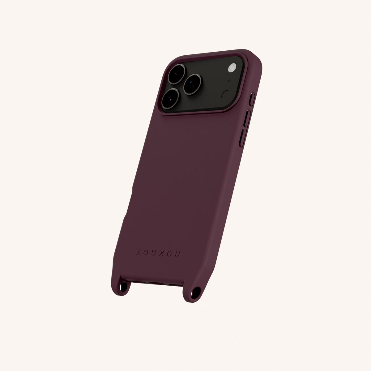 Phone Case with Eyelets for iPhone 18 Pro Max with MagSafe in Burgundy Perspective View | XOUXOU #phone model_iphone 18 pro max