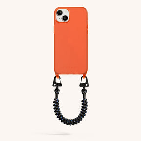 Handyhülle mit Spiralband in Neon Orange transparent + Schwarz