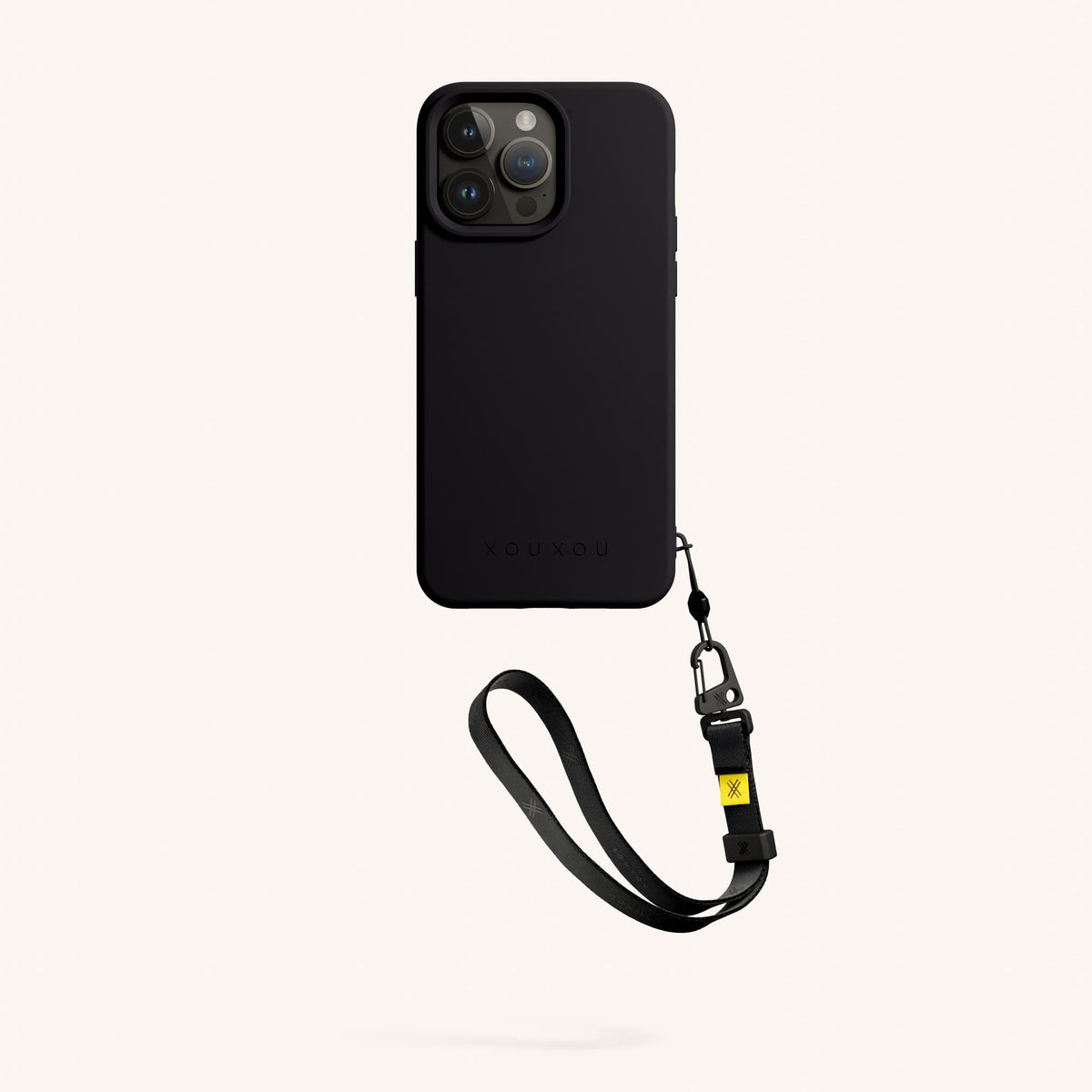 Phone Case with Wrist Strap for iPhone 15 Pro Max with MagSafe in Black Total View | XOUXOU #phone model_iphone 15 pro max