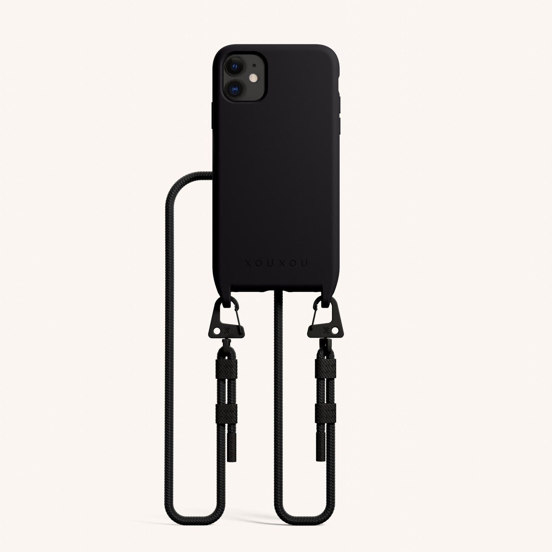 Handykette mit Karabinerband in Schwarz