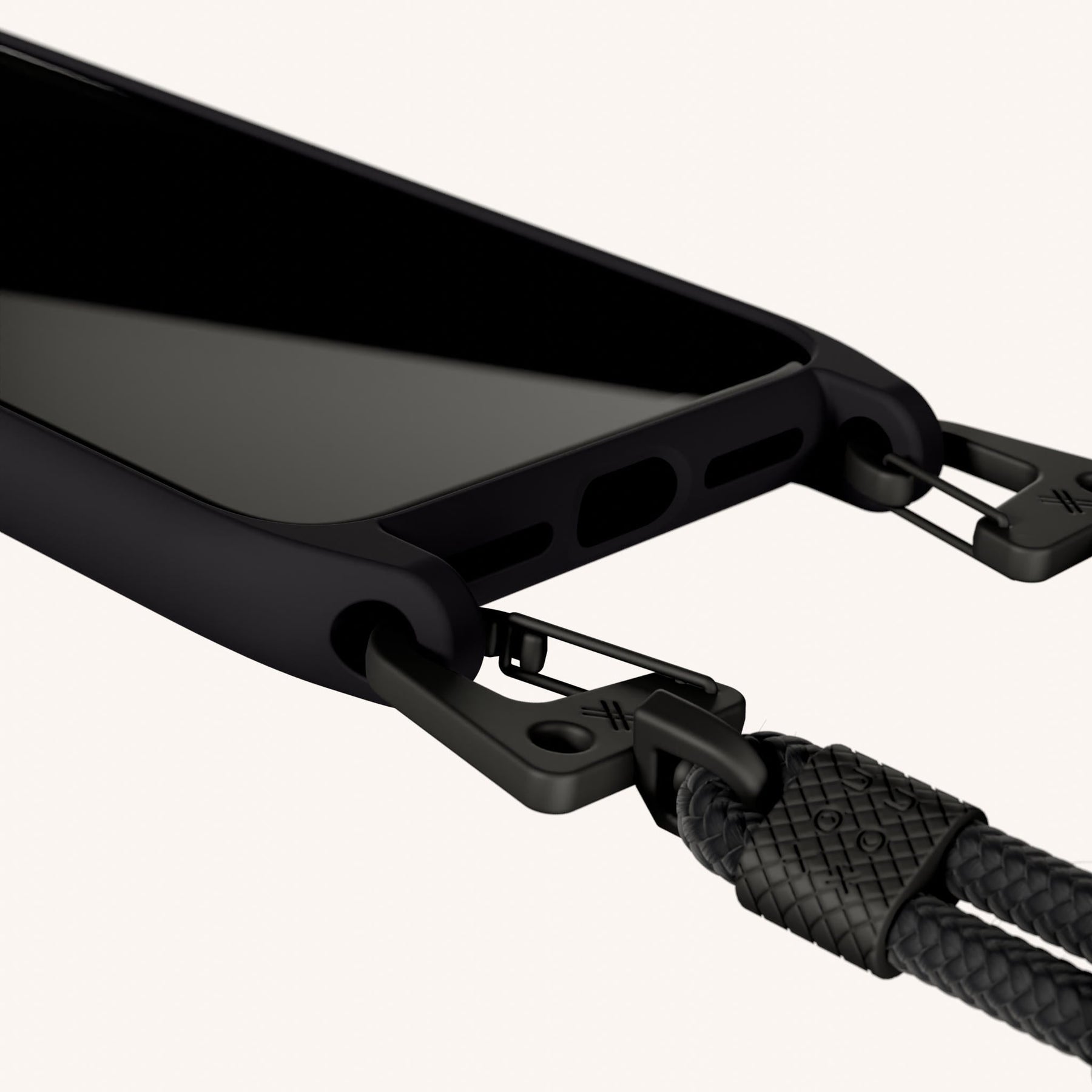 Handykette mit Karabinerband in Schwarz