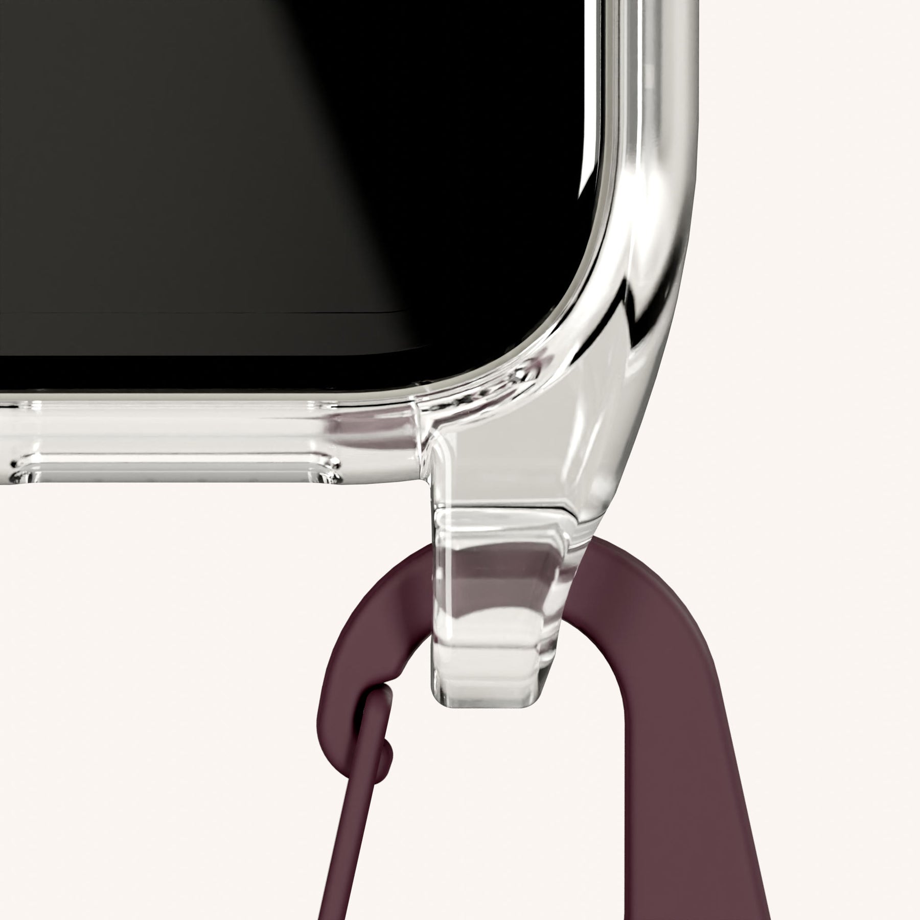 Handykette mit Karabinerband in Transparent + Weinrot