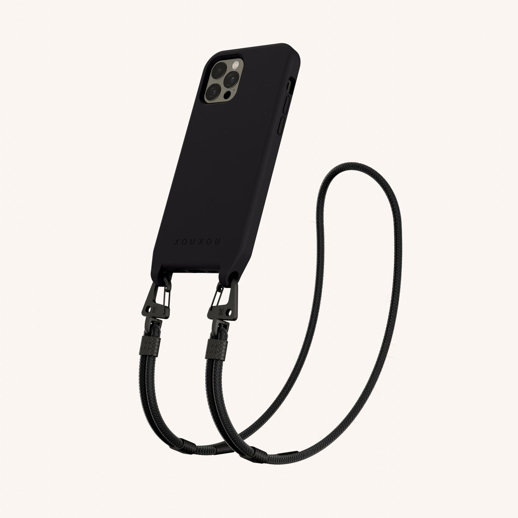 Handykette mit Karabinerband in Schwarz