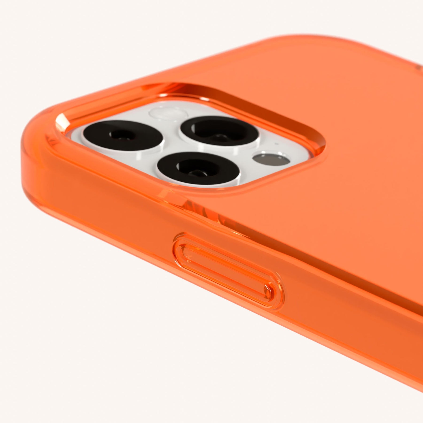 Handykette mit Karabinerband in Neon Orange transparent + Schwarz