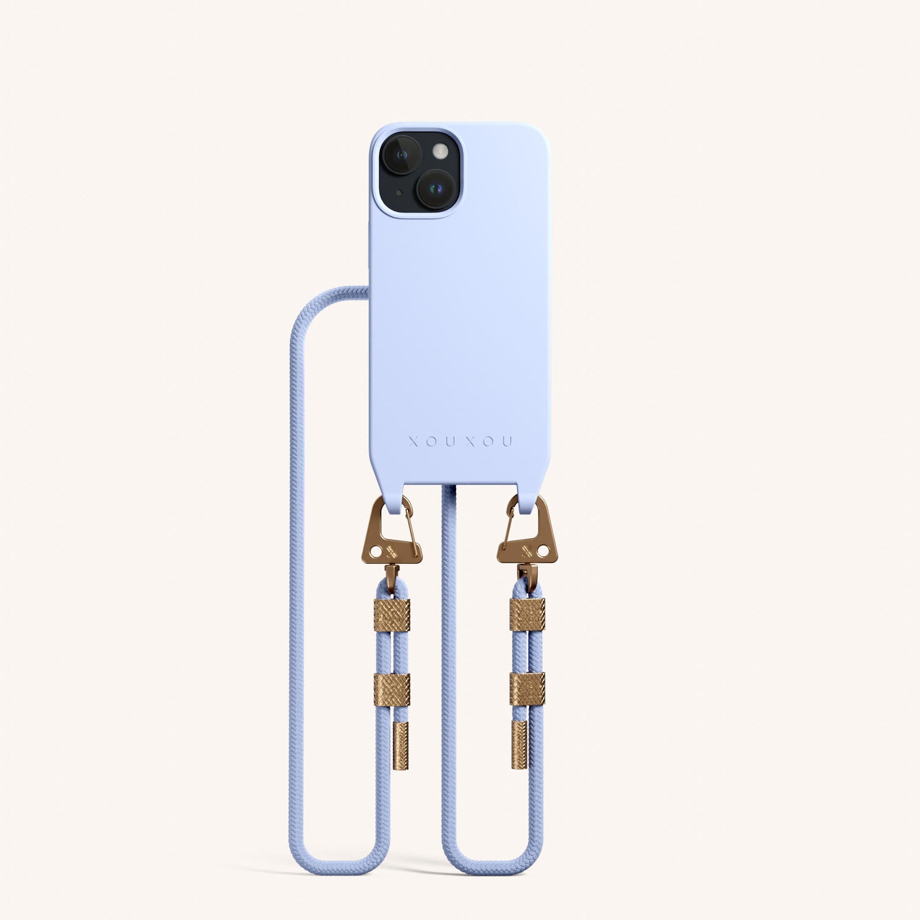 Phone Necklace with Carabiner Rope in Baby Blue