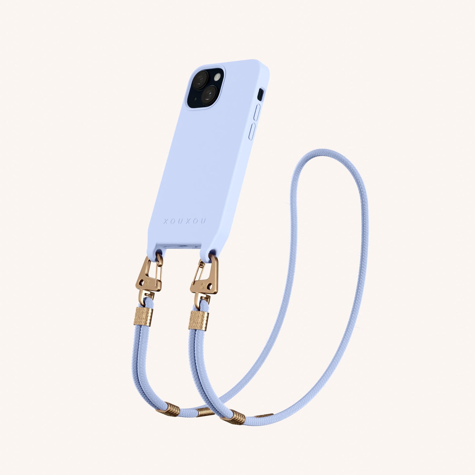 Phone Necklace with Carabiner Rope in Baby Blue