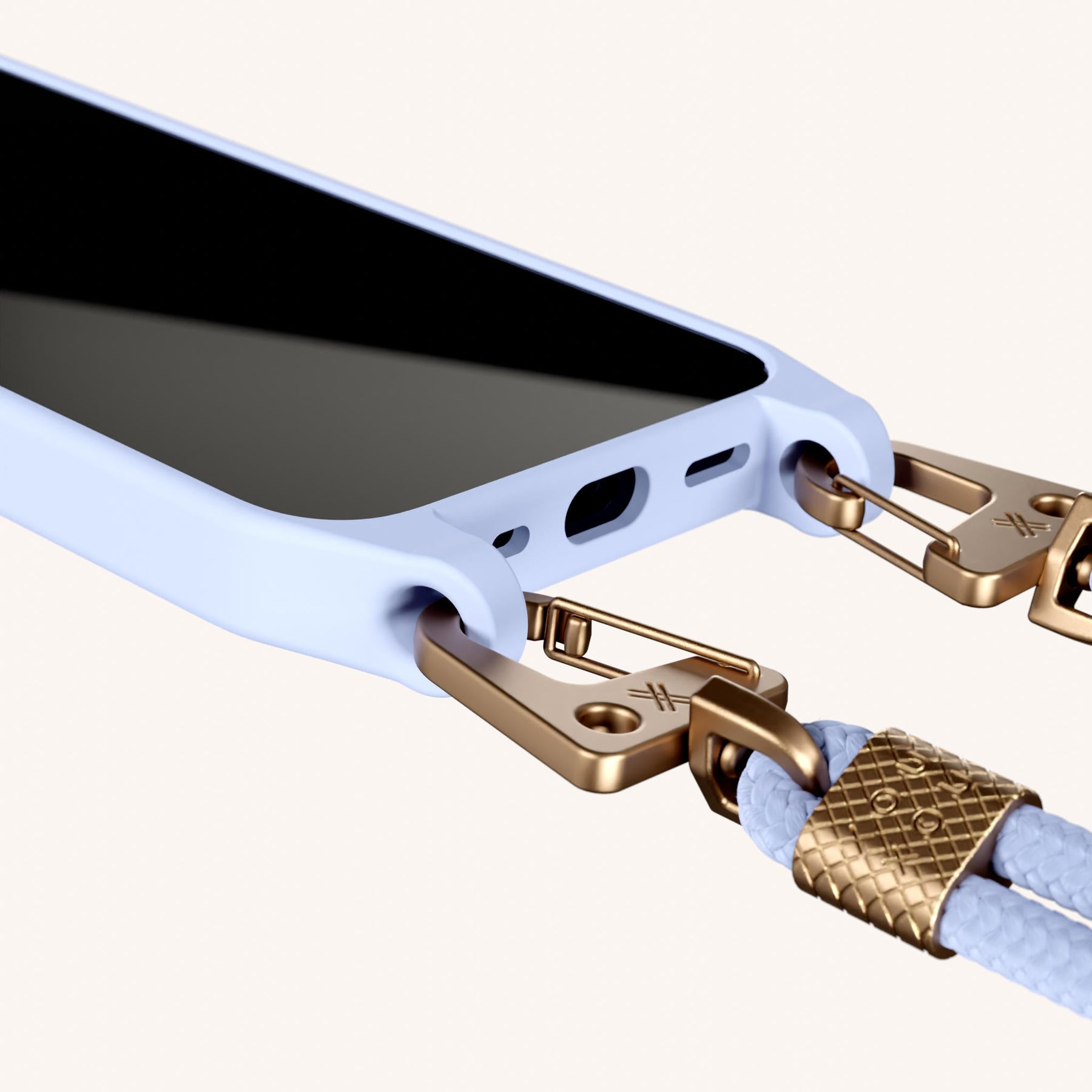 Phone Necklace with Carabiner Rope in Baby Blue