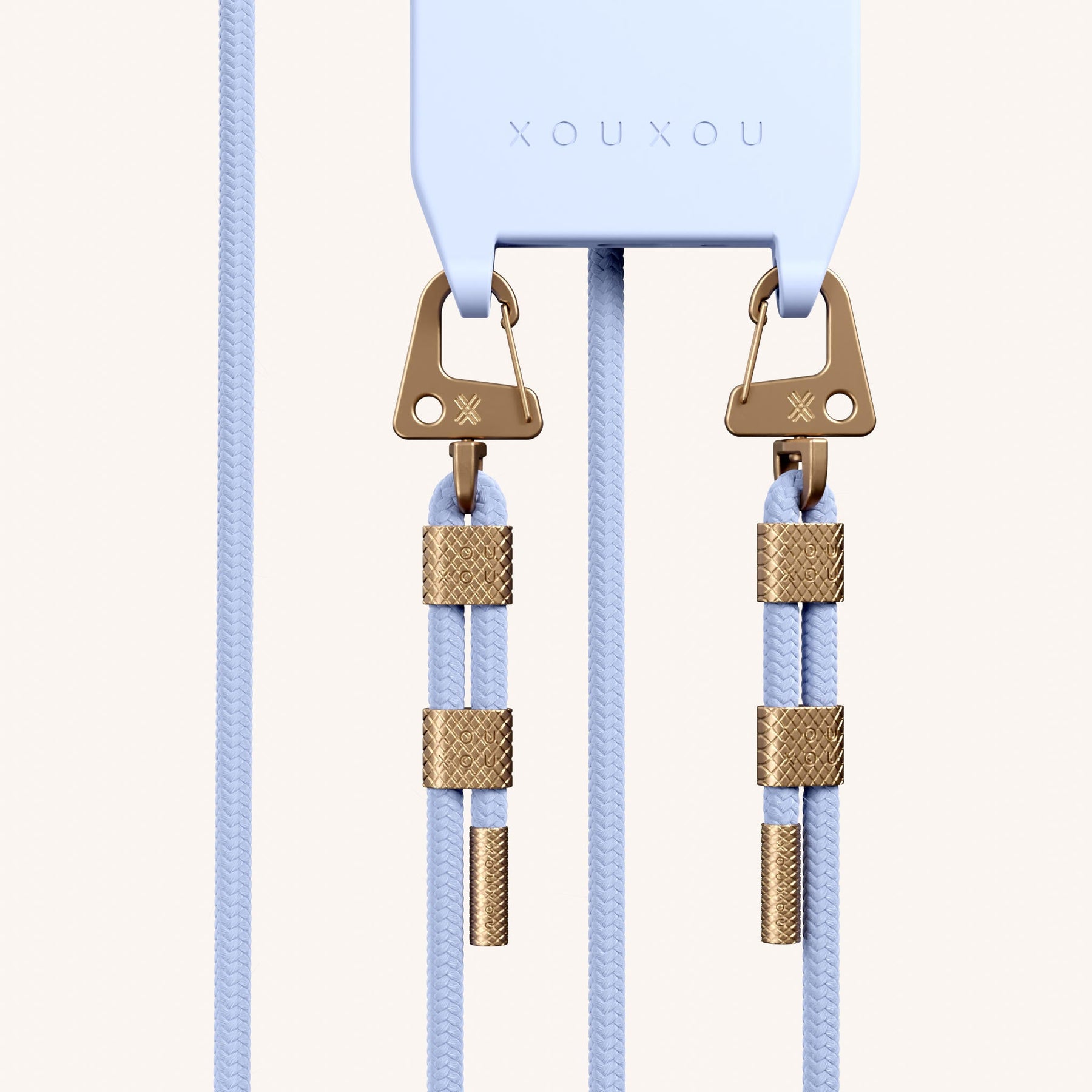 Phone Necklace with Carabiner Rope in Baby Blue