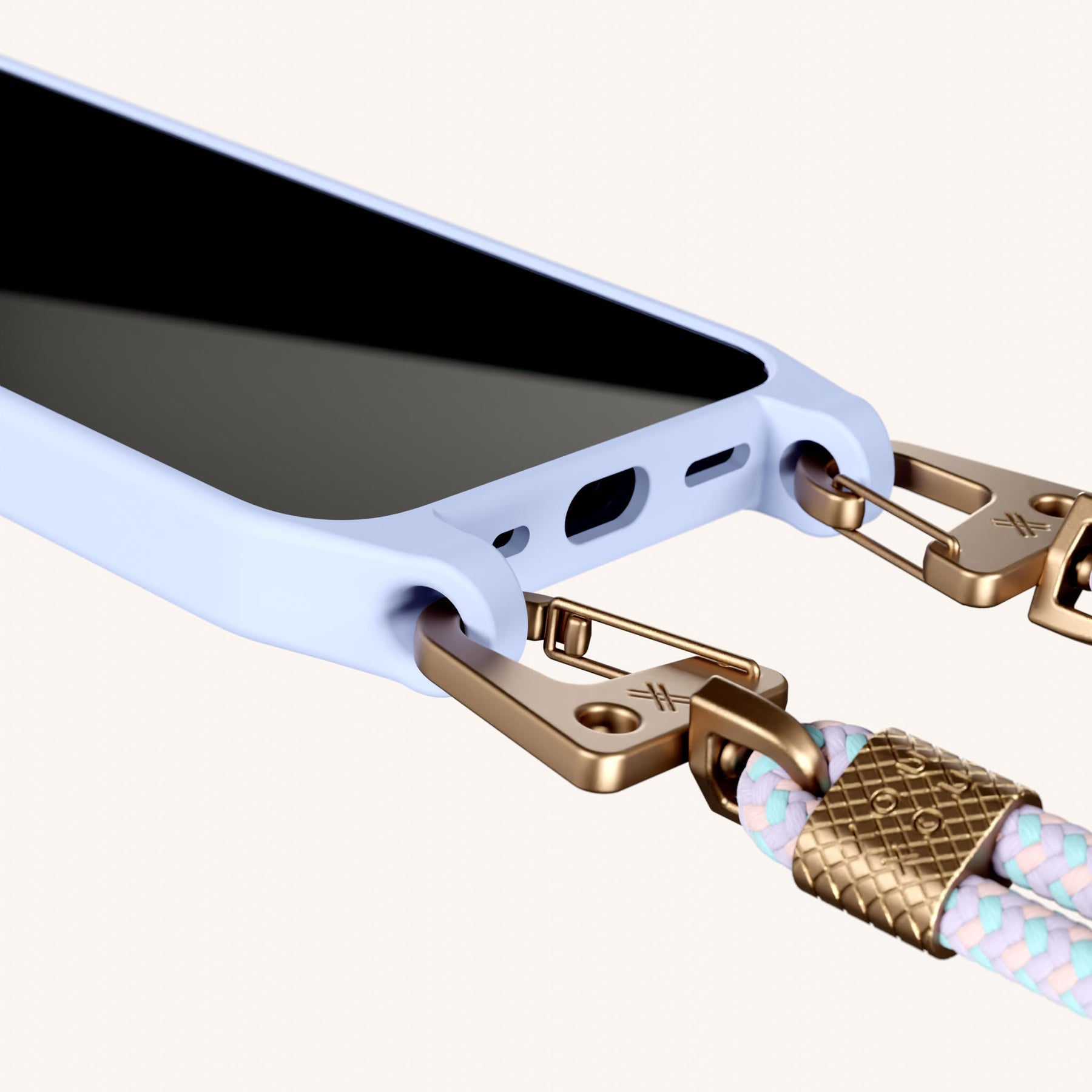 Handykette mit Karabinerband in Baby Blau + Vibrant Pastel
