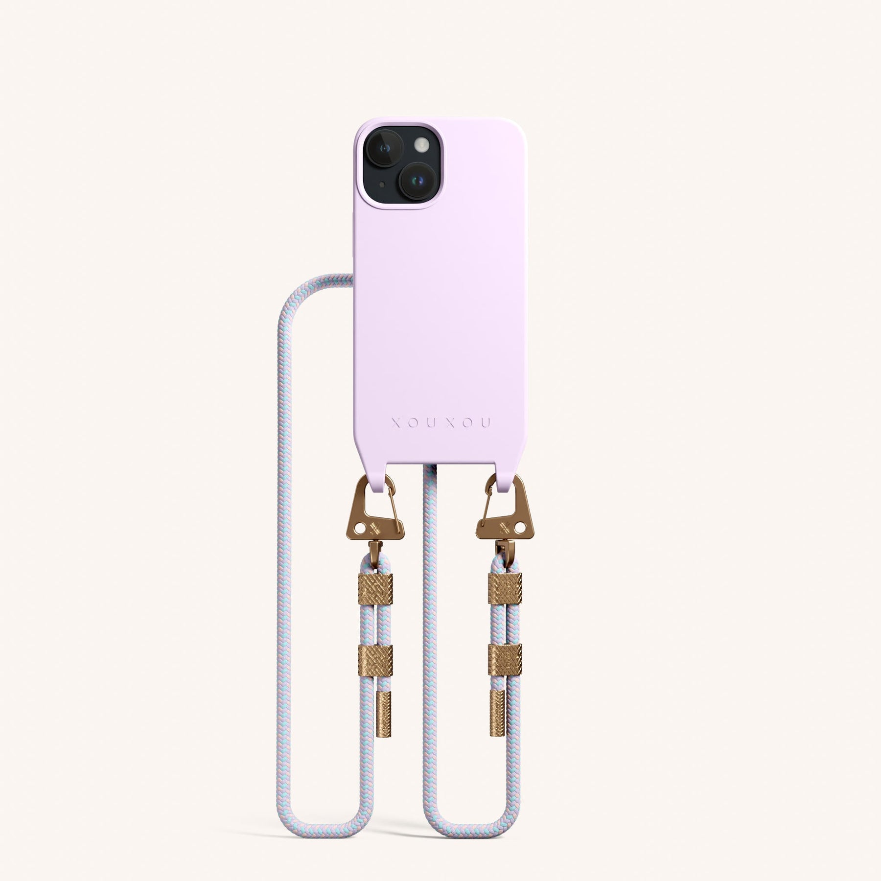 Phone Necklace with Carabiner Rope in Lilac + Vibrant Pastel