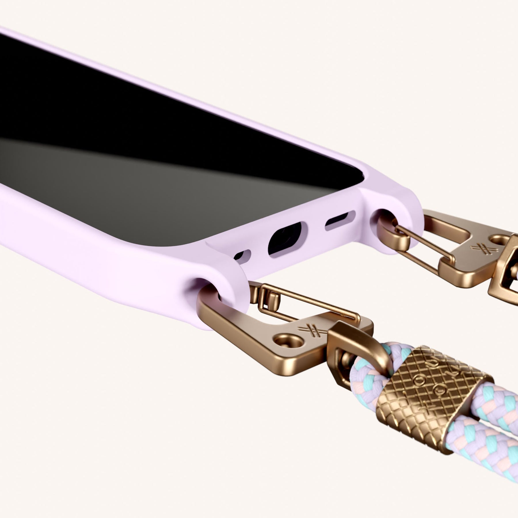Phone Necklace with Carabiner Rope in Lilac + Vibrant Pastel