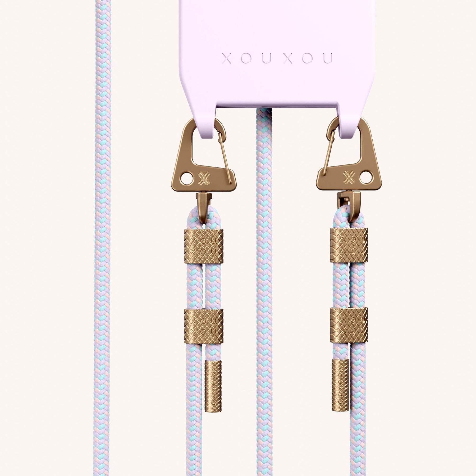 Phone Necklace with Carabiner Rope in Lilac + Vibrant Pastel