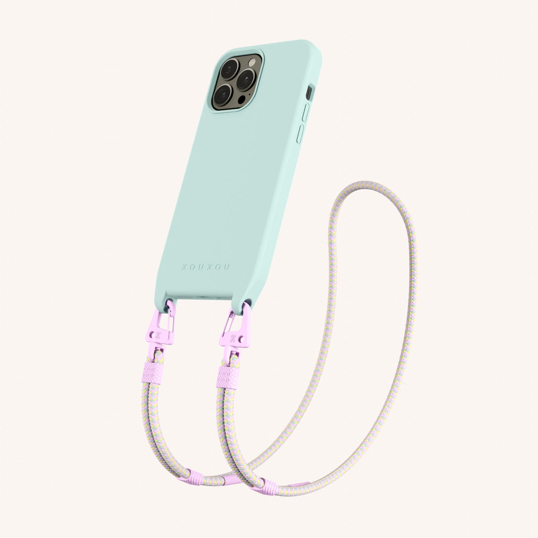 Phone Necklace with Carabiner Rope in Azzurro + Dolce