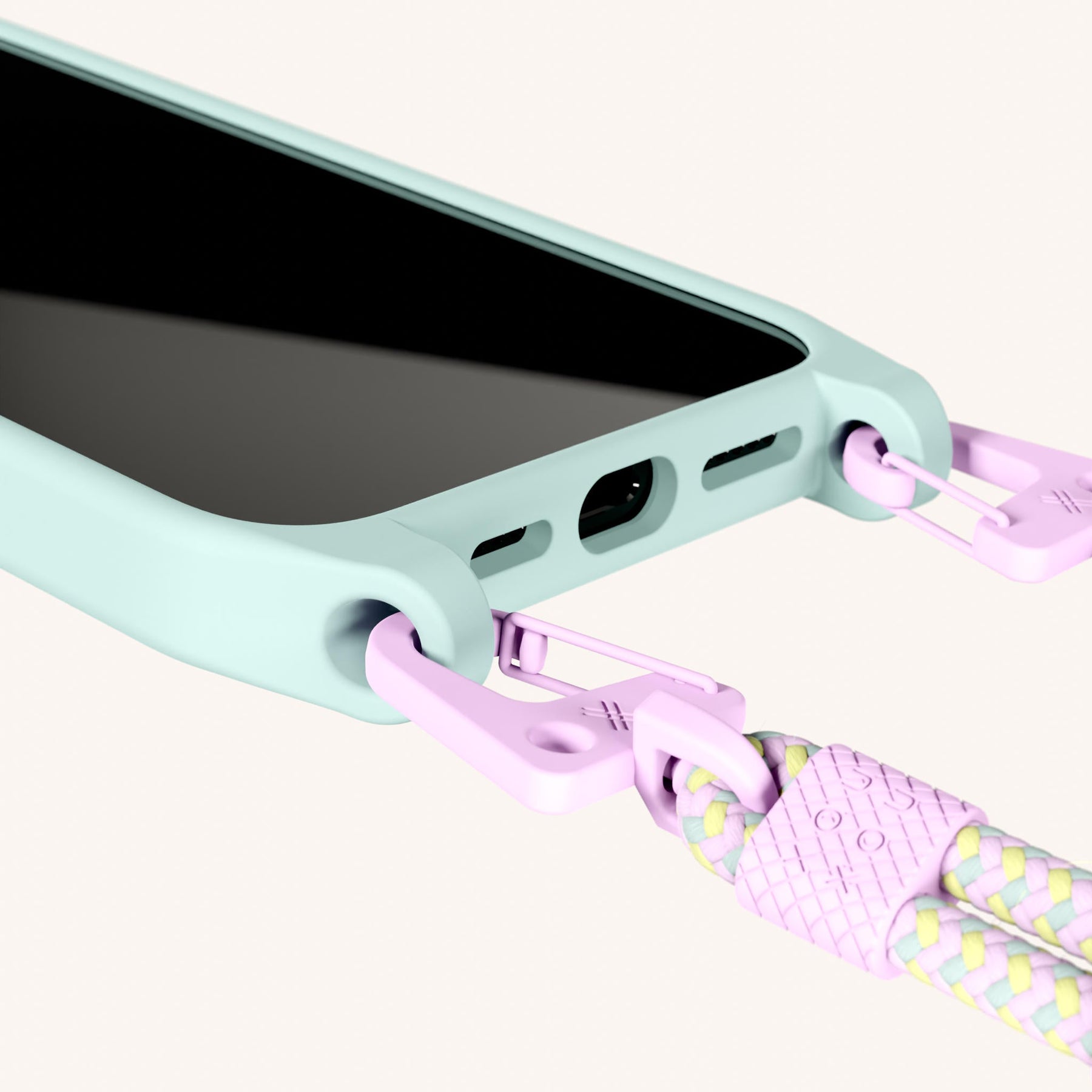 Phone Necklace with Carabiner Rope in Azzurro + Dolce