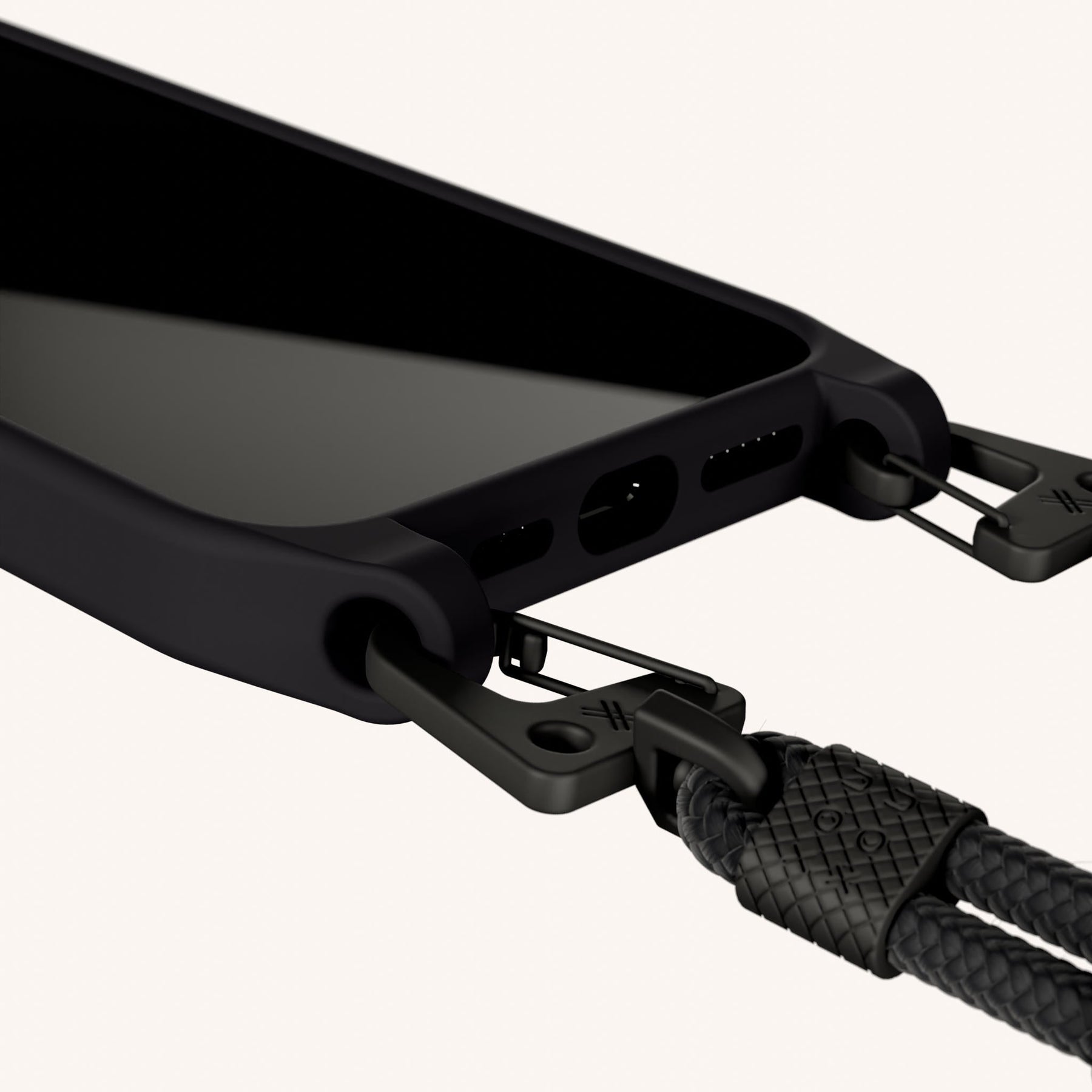 Handykette mit Karabinerband in Schwarz