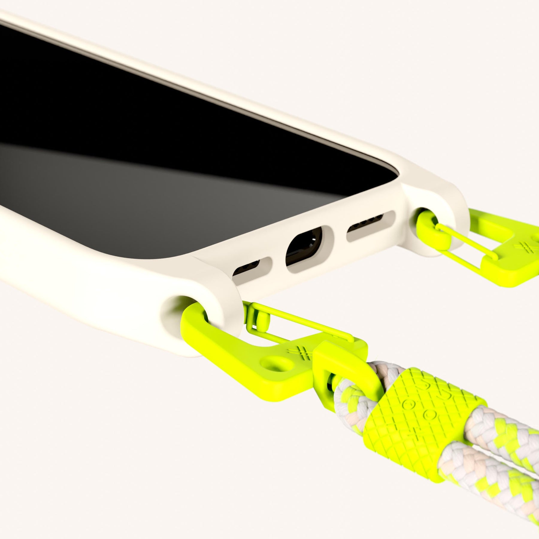 Handykette mit Karabinerband in Kreideweiss + Neon Kamouflage