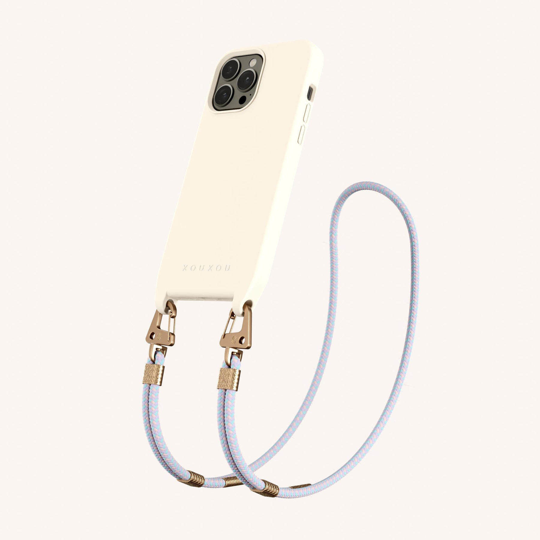 Phone Necklace with Carabiner Rope in Chalk + Vibrant Pastel
