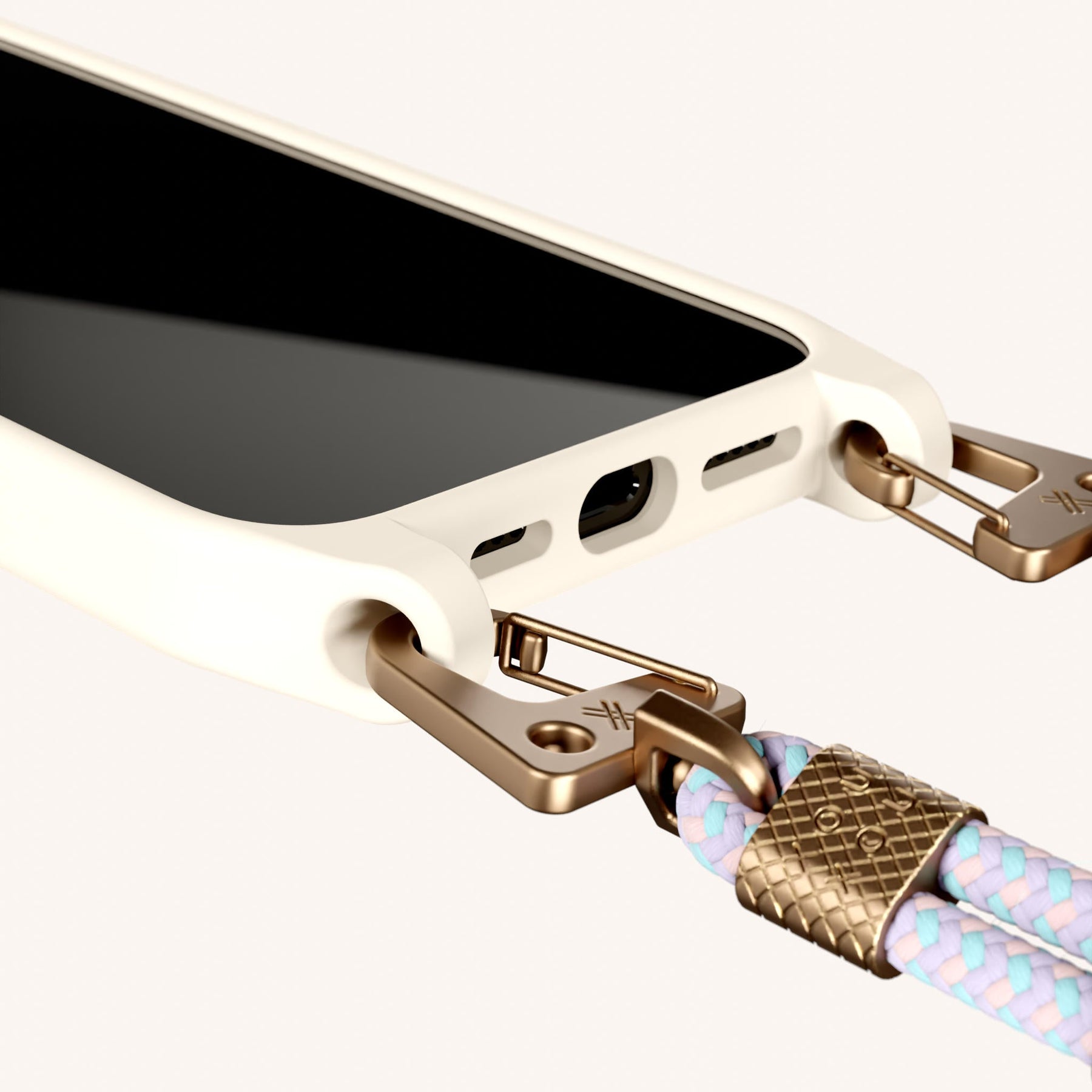 Phone Necklace with Carabiner Rope in Chalk + Vibrant Pastel