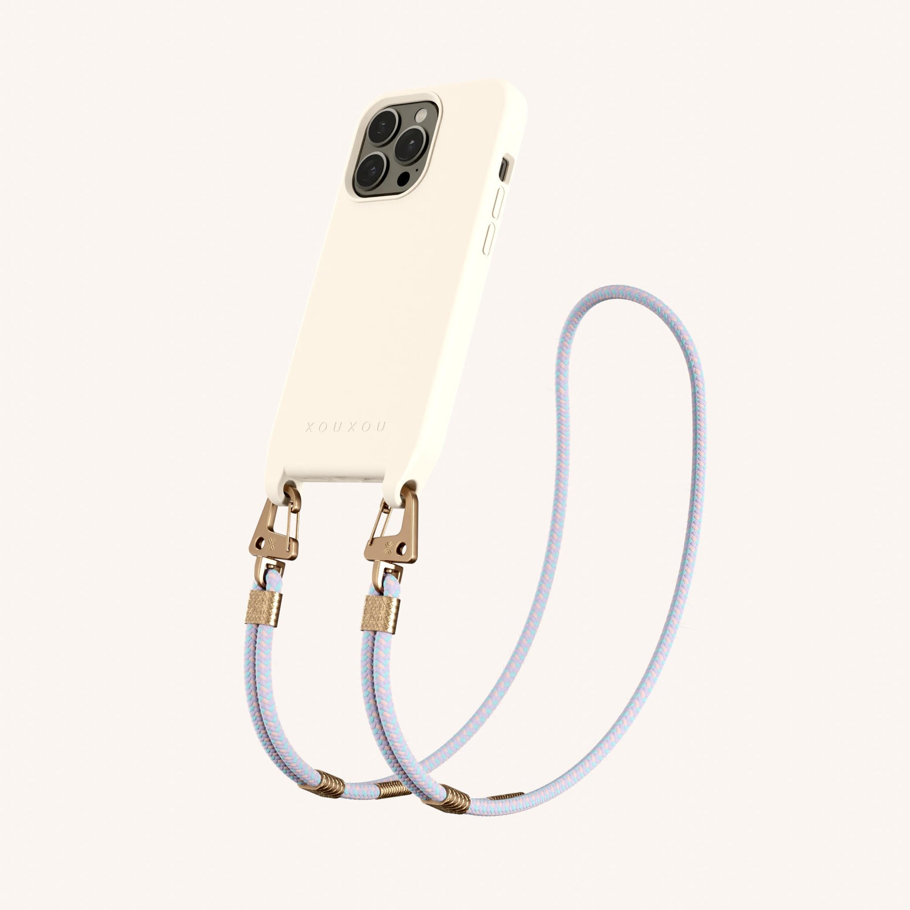 Phone Necklace with Carabiner Rope in Chalk + Vibrant Pastel