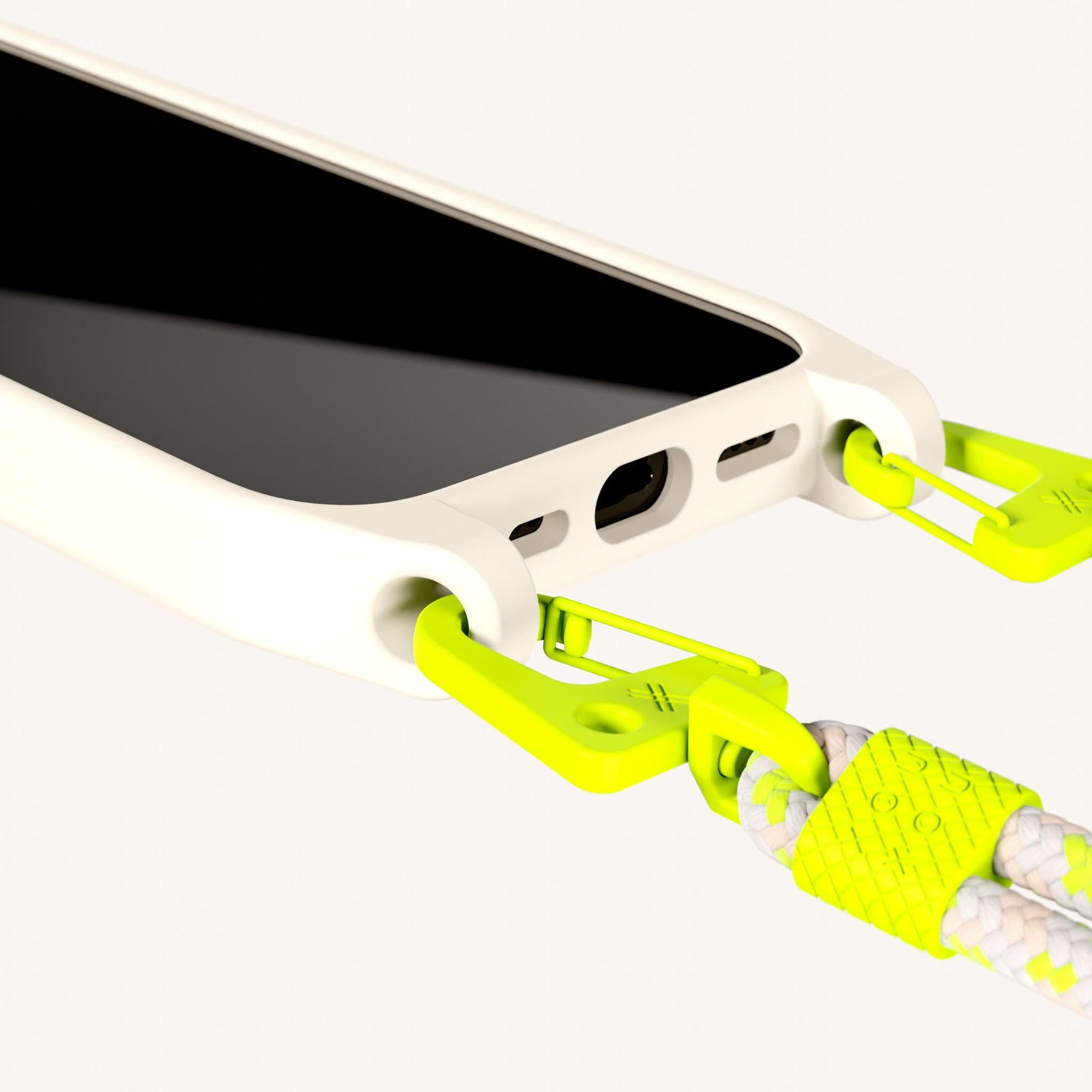 Handykette mit Karabinerband in Kreideweiss + Neon Kamouflage