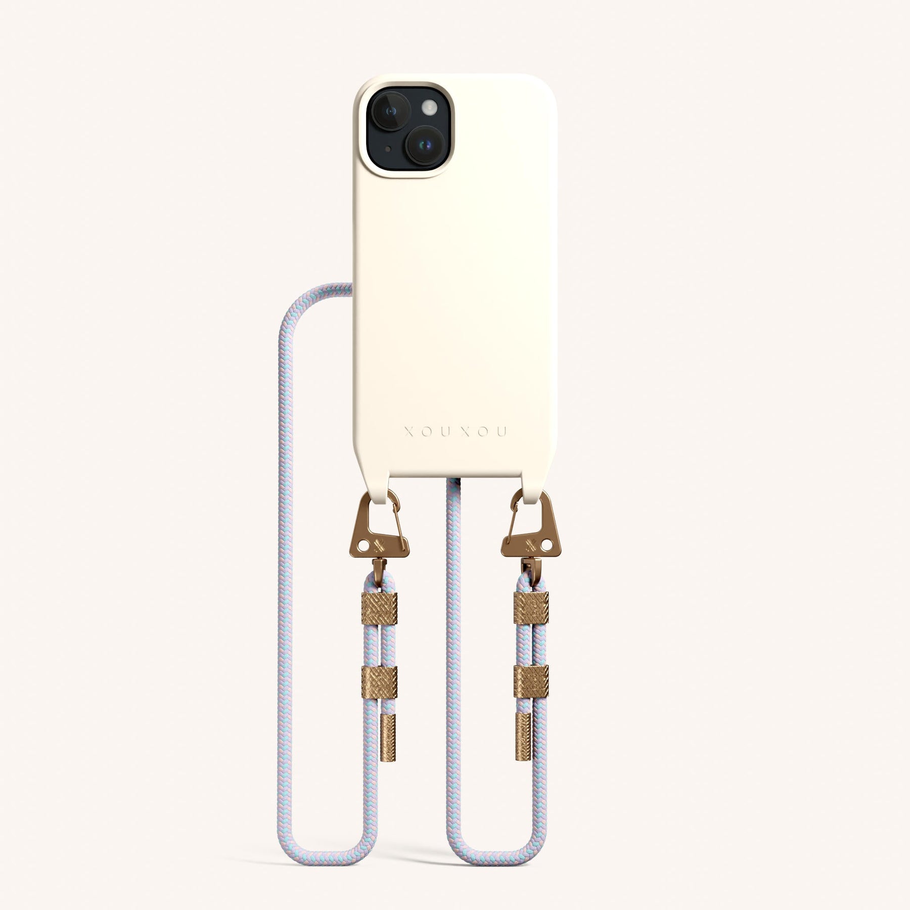 Phone Necklace with Carabiner Rope in Chalk + Vibrant Pastel