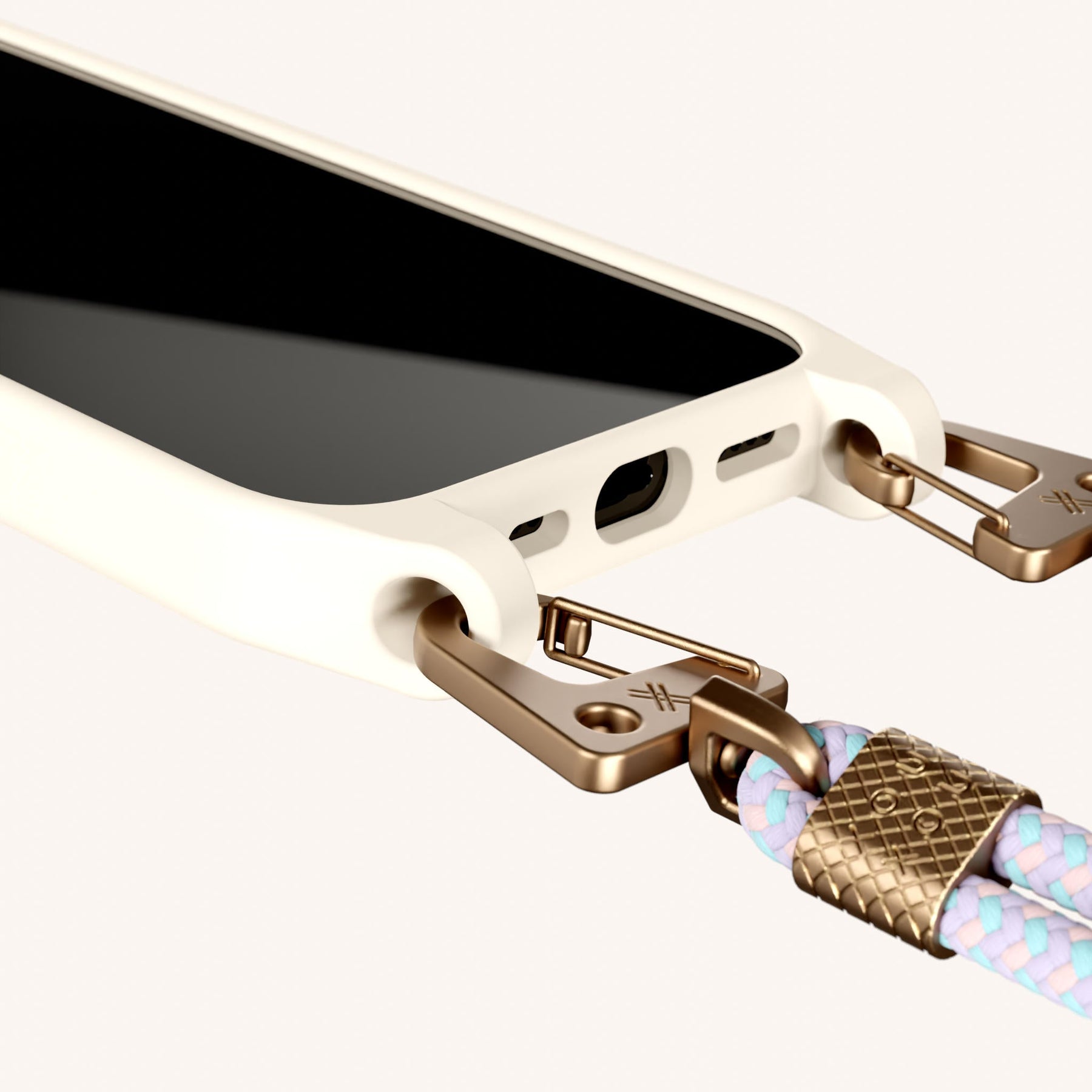 Phone Necklace with Carabiner Rope in Chalk + Vibrant Pastel