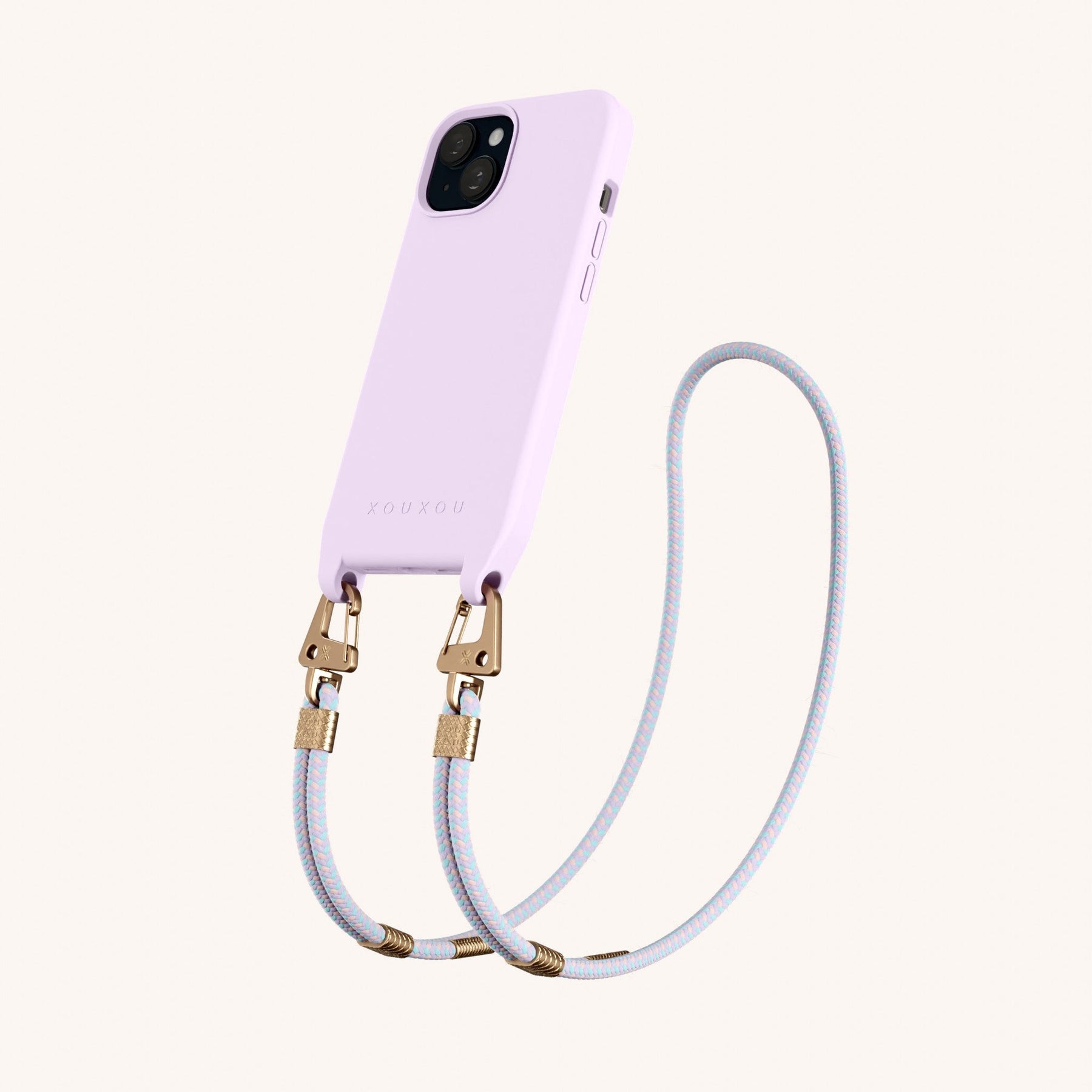Phone Necklace with Carabiner Rope in Lilac + Vibrant Pastel