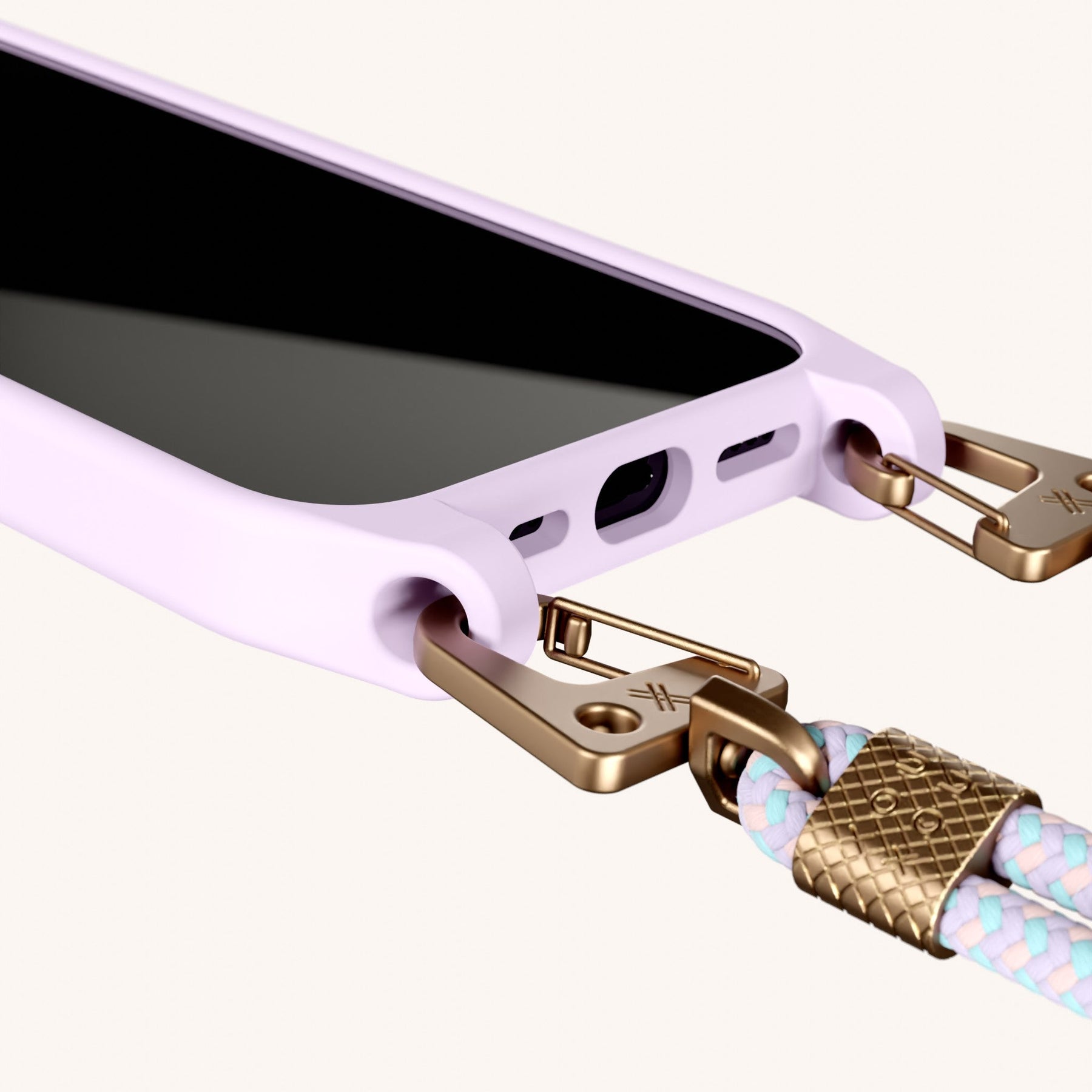 Phone Necklace with Carabiner Rope in Lilac + Vibrant Pastel