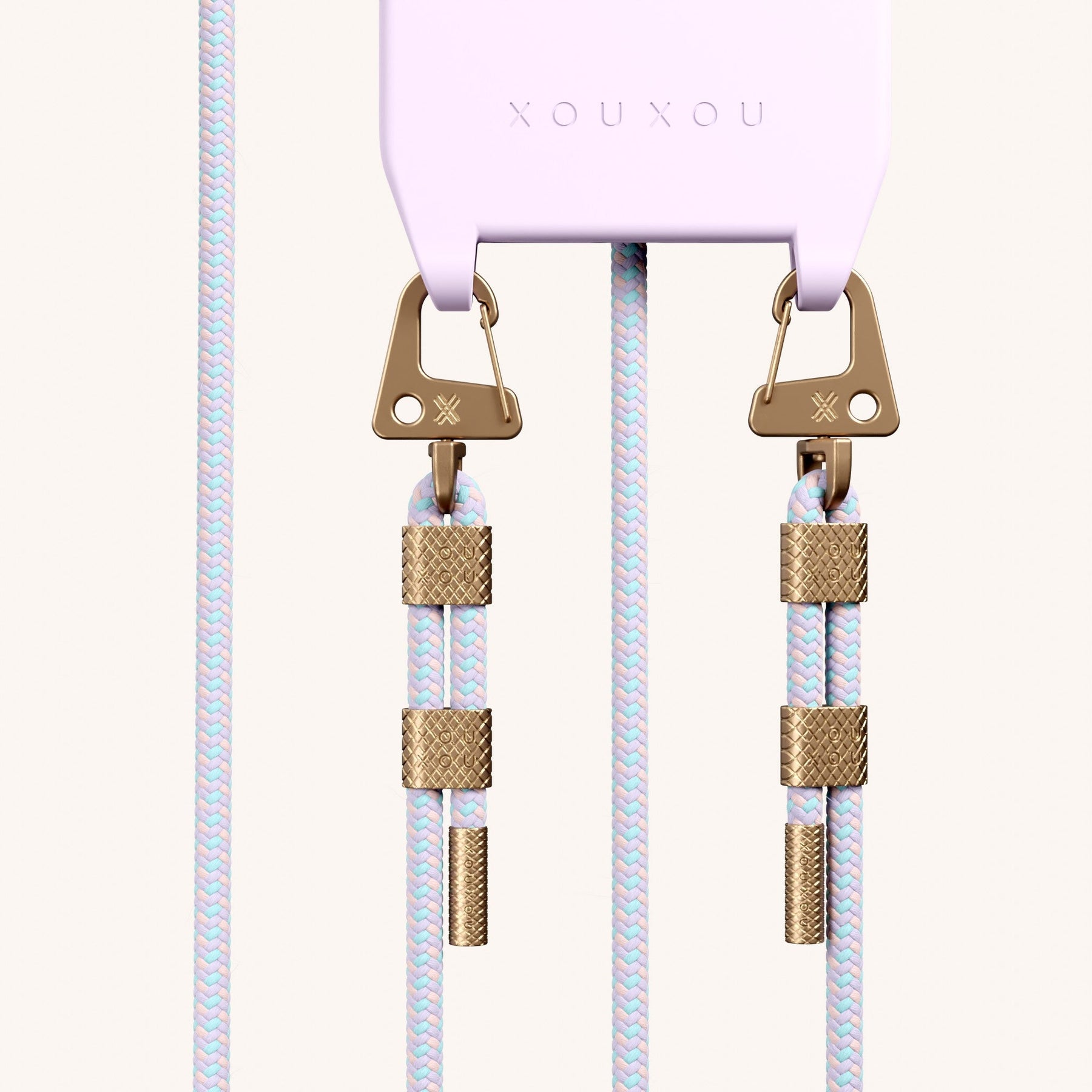 Phone Necklace with Carabiner Rope in Lilac + Vibrant Pastel