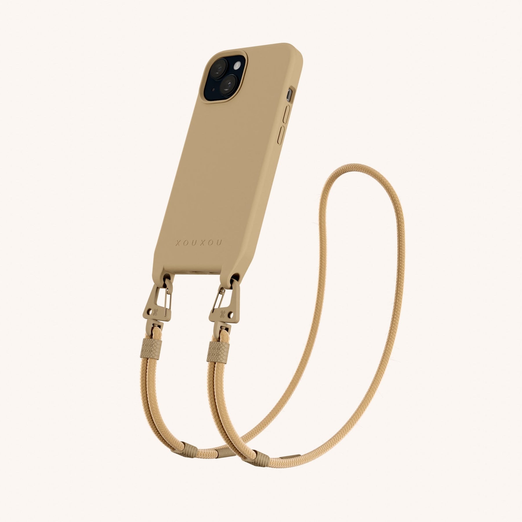 Handykette mit Karabinerband in Beige