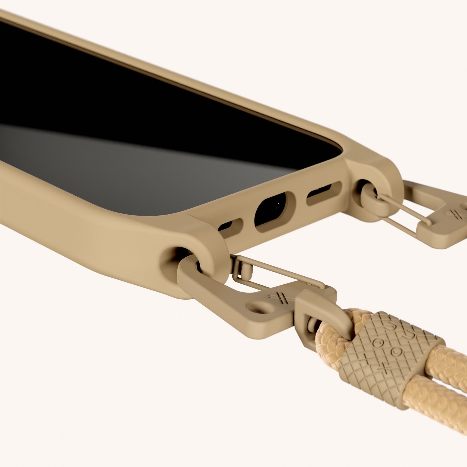 Handykette mit Karabinerband in Beige