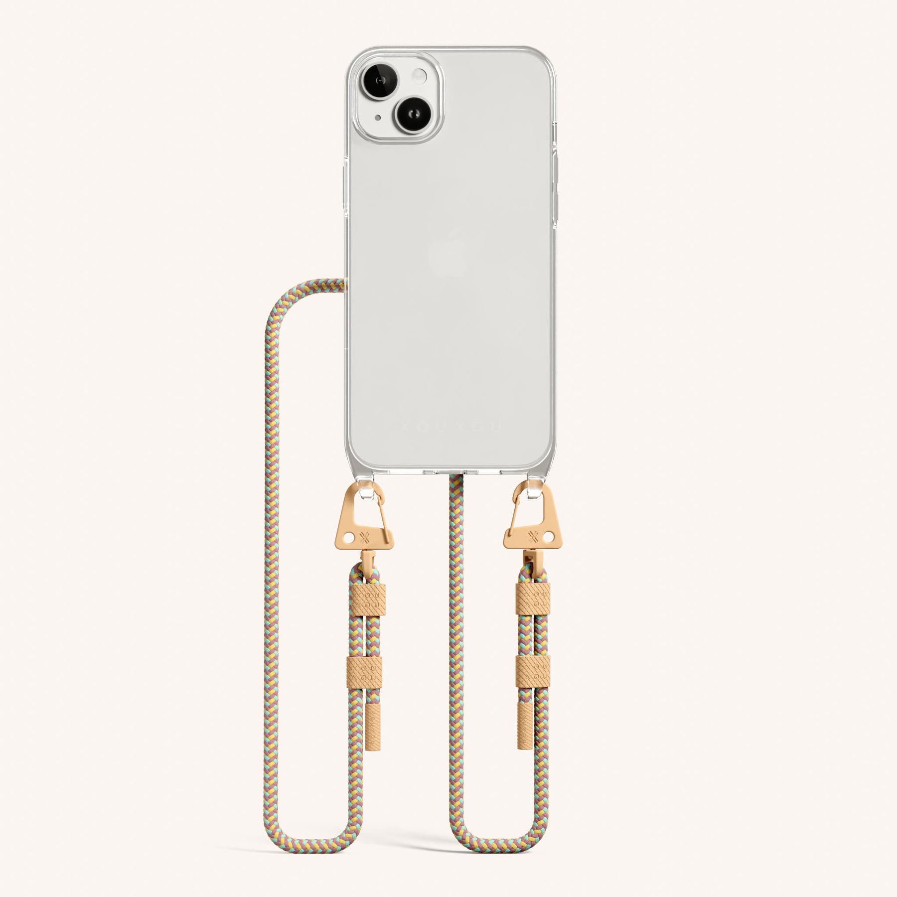 Handykette mit Karabinerband in Transparent + Palm Springs