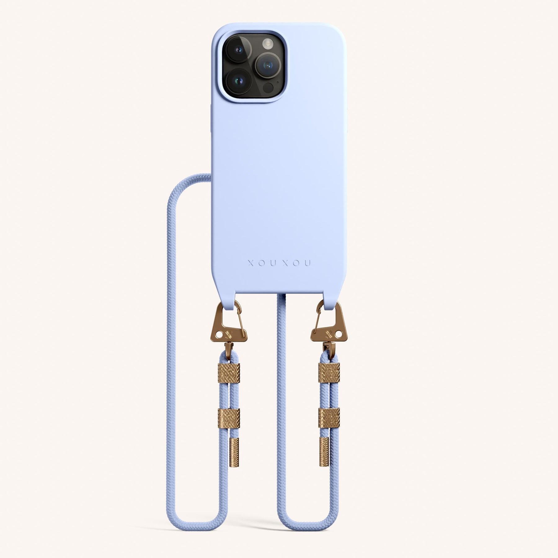 Phone Necklace with Carabiner Rope in Baby Blue