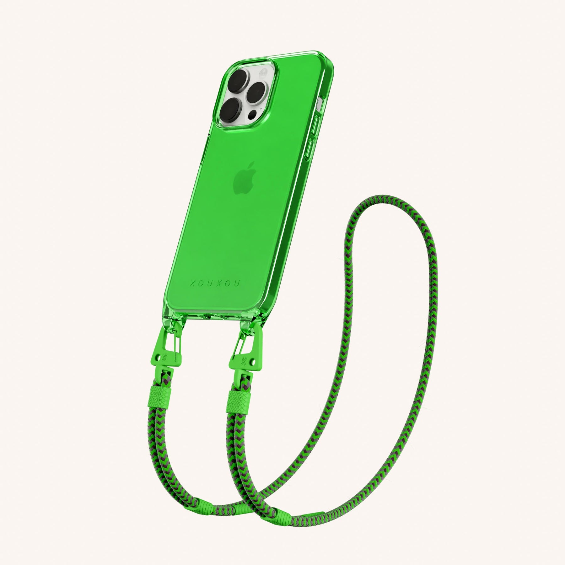 Handykette mit Karabinerband in Neon Grün