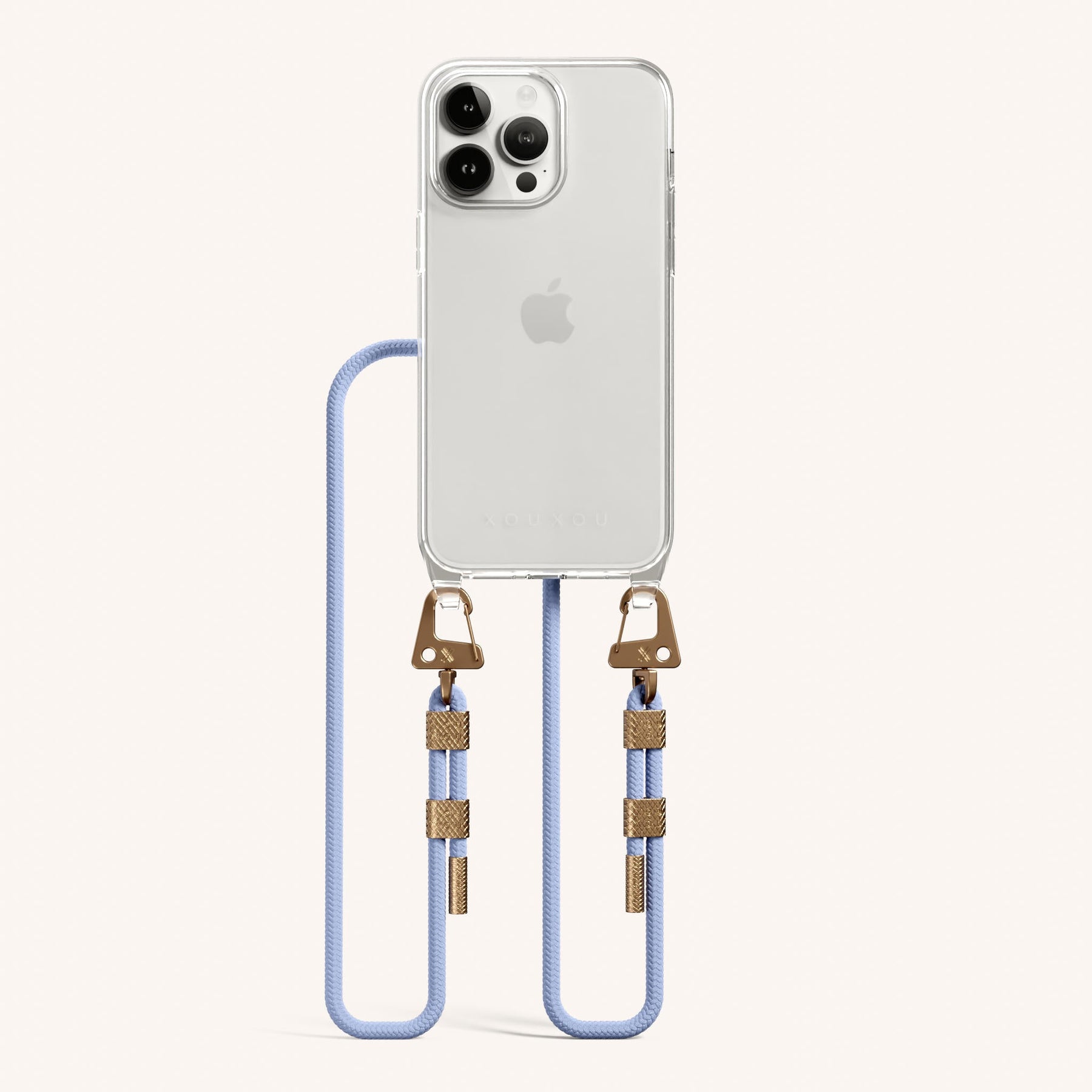Handykette mit Karabinerband in Transparent + Baby Blau