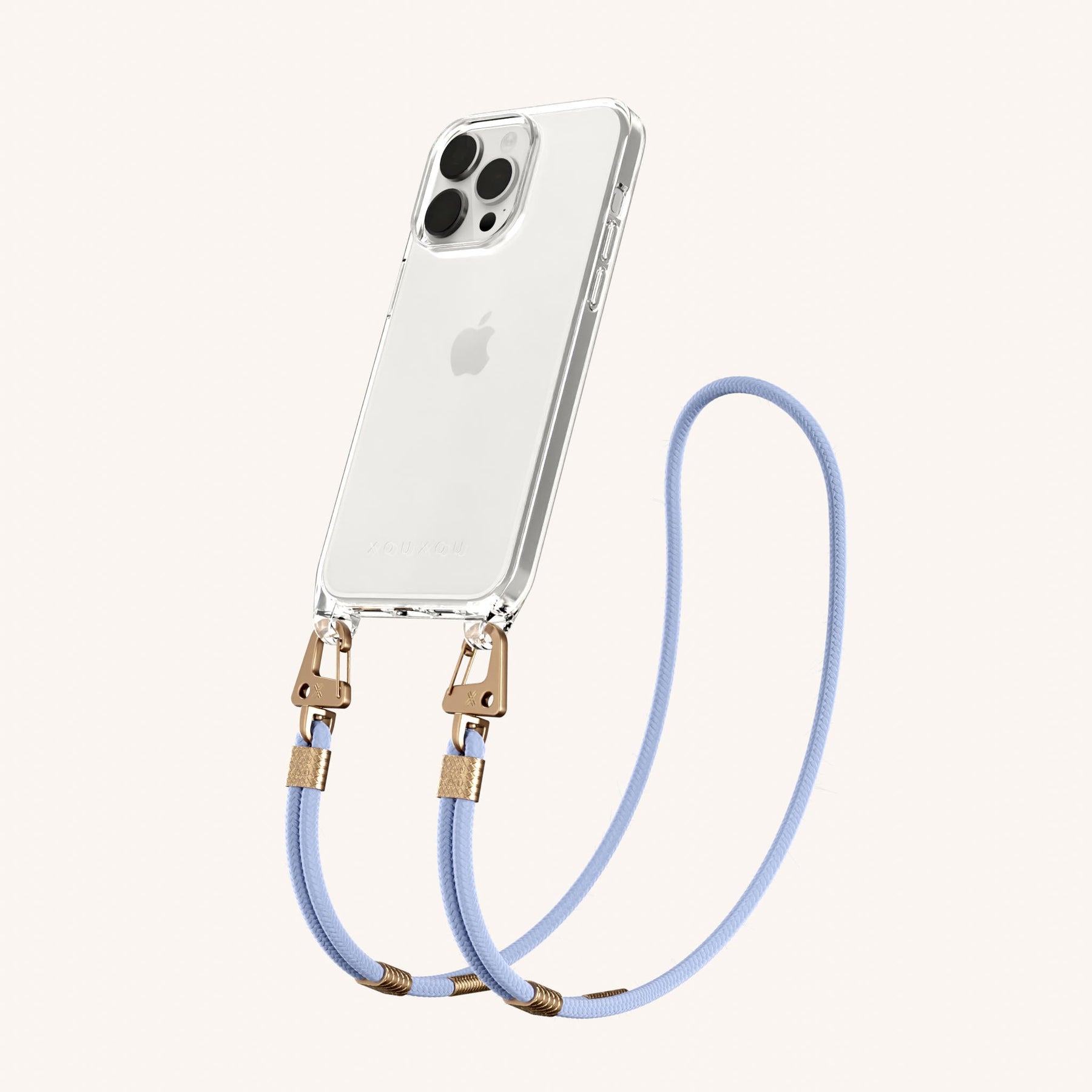 Handykette mit Karabinerband in Transparent + Baby Blau