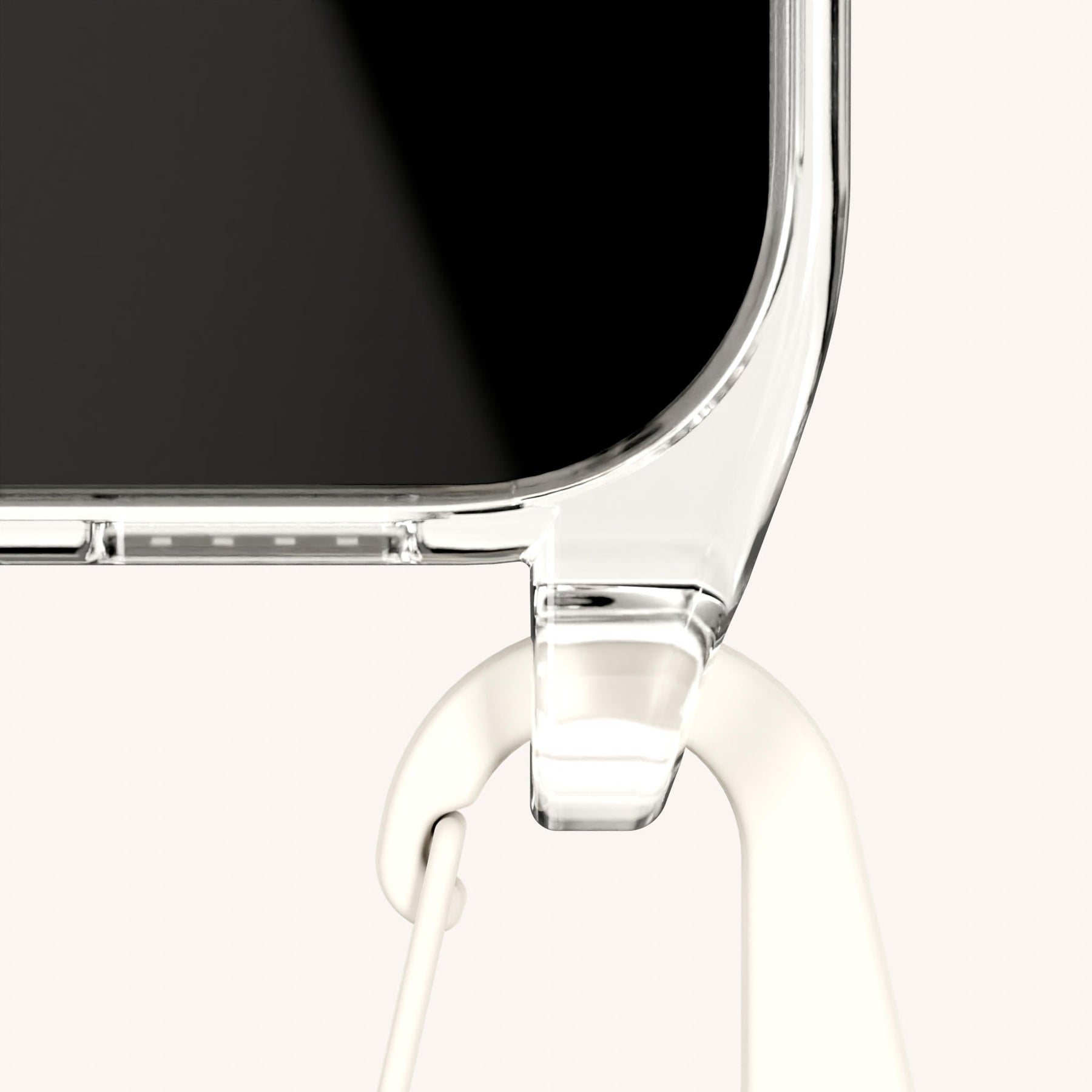 Handykette mit Karabinerband in Transparent + Kreideweiss