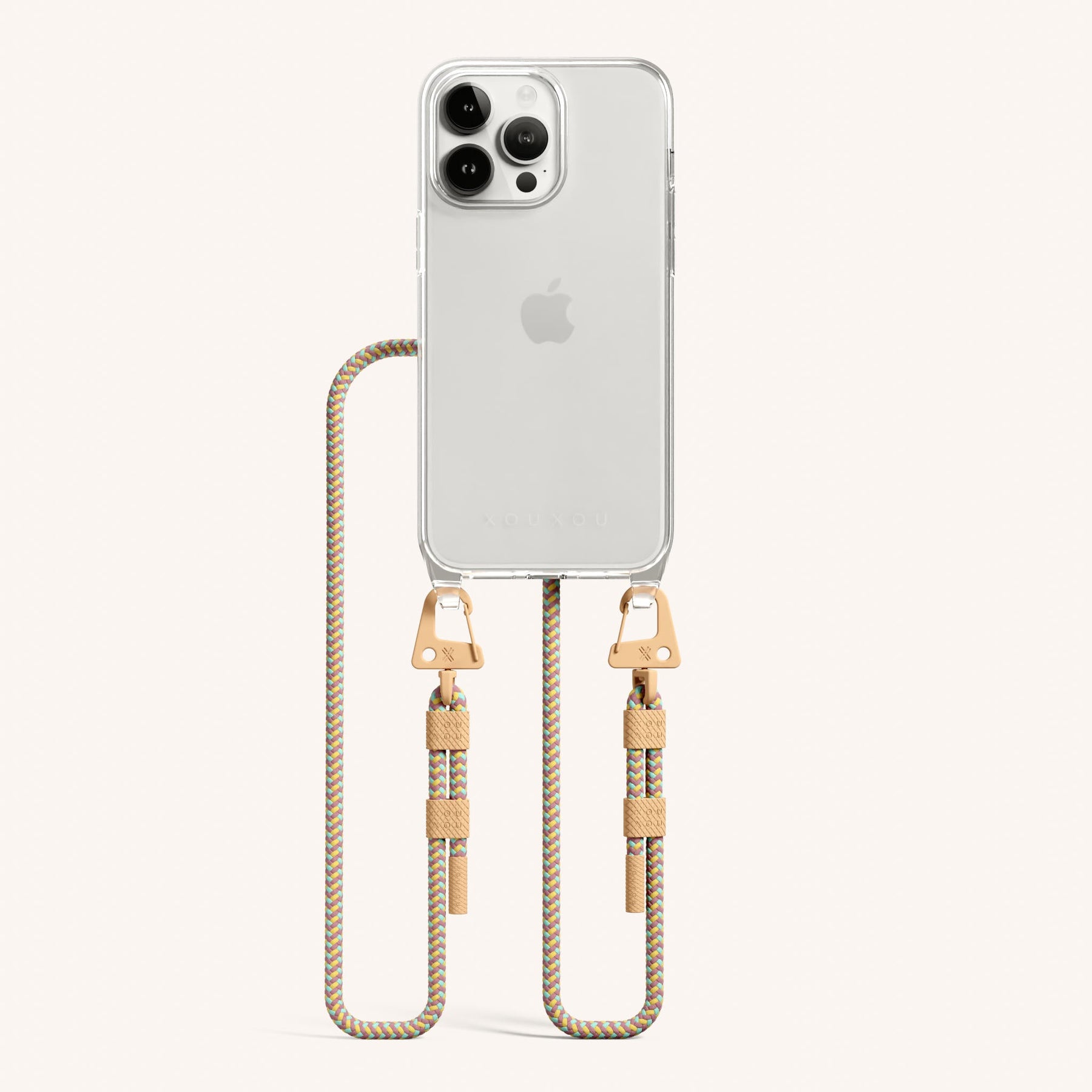 Handykette mit Karabinerband in Transparent + Palm Springs