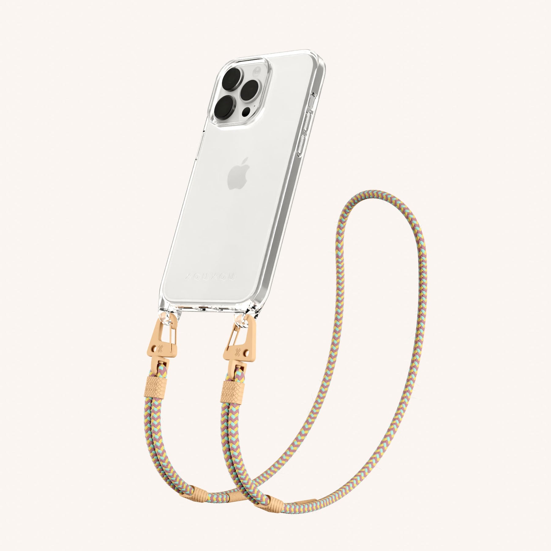 Handykette mit Karabinerband in Transparent + Palm Springs