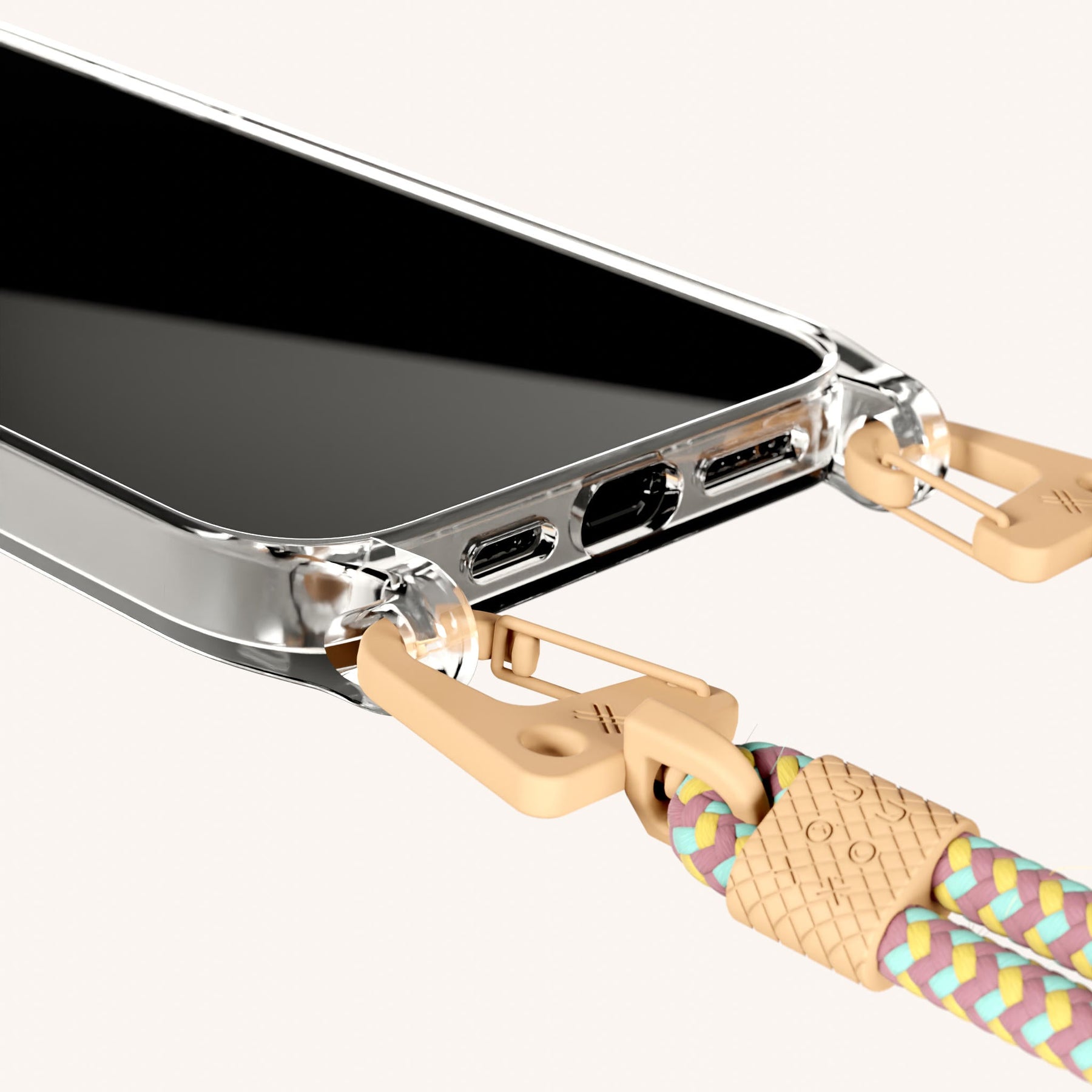 Handykette mit Karabinerband in Transparent + Palm Springs