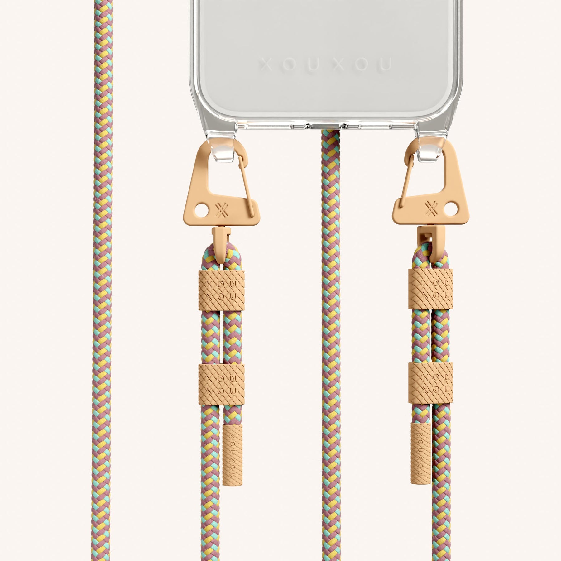 Handykette mit Karabinerband in Transparent + Palm Springs
